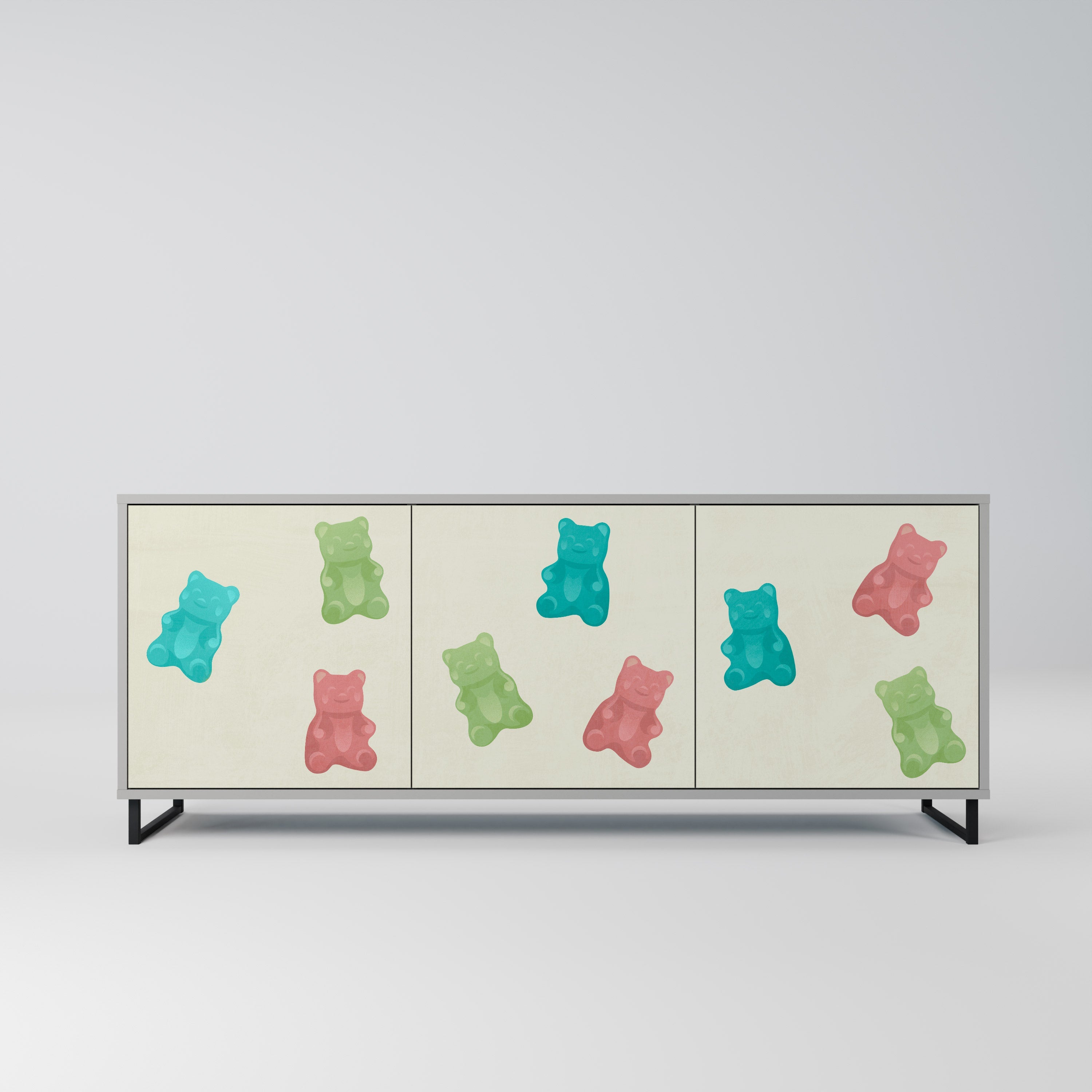 GUMMY BEARS 3-türiges Sideboard in grauer Ausführung