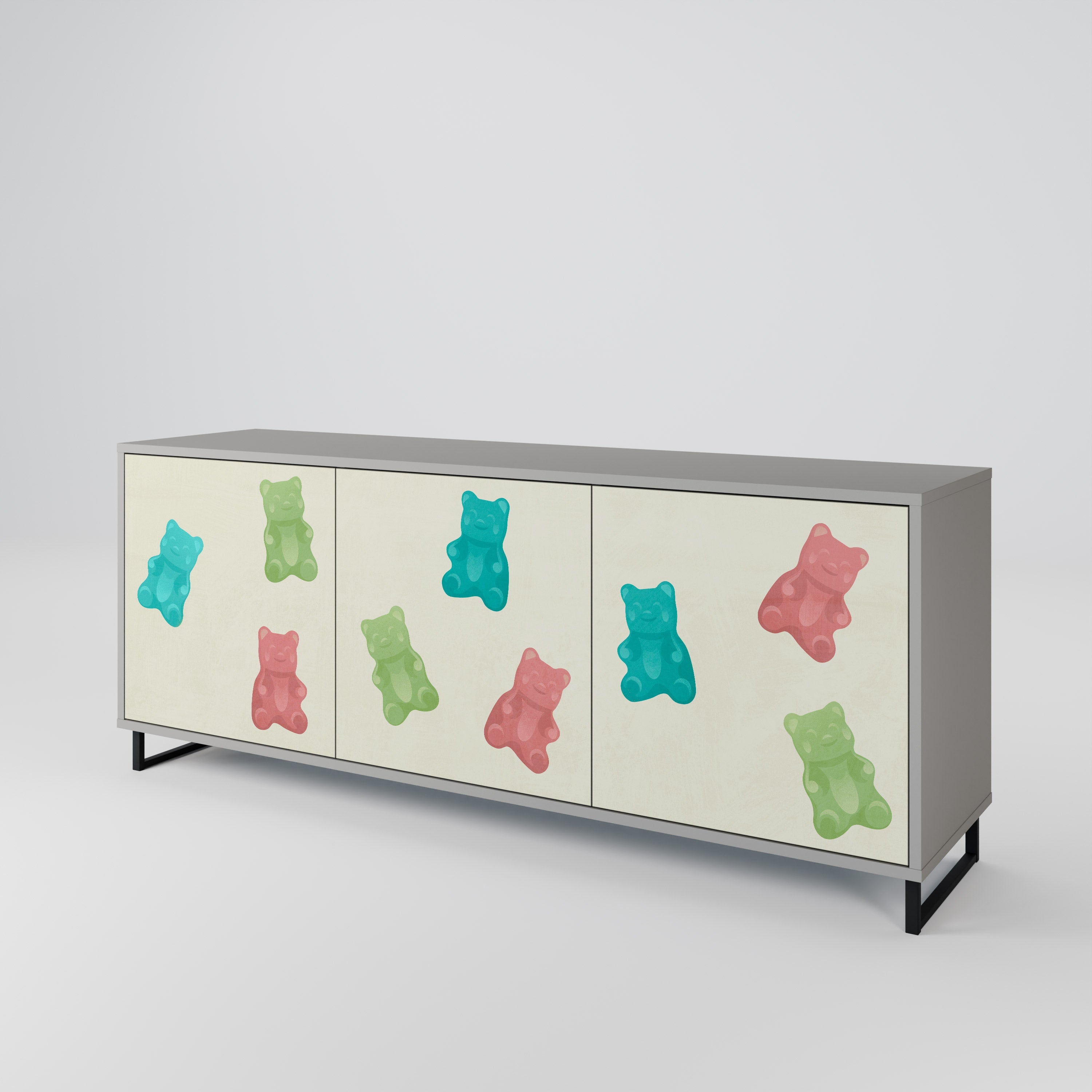 GUMMY BEARS 3-türiges Sideboard in grauer Ausführung
