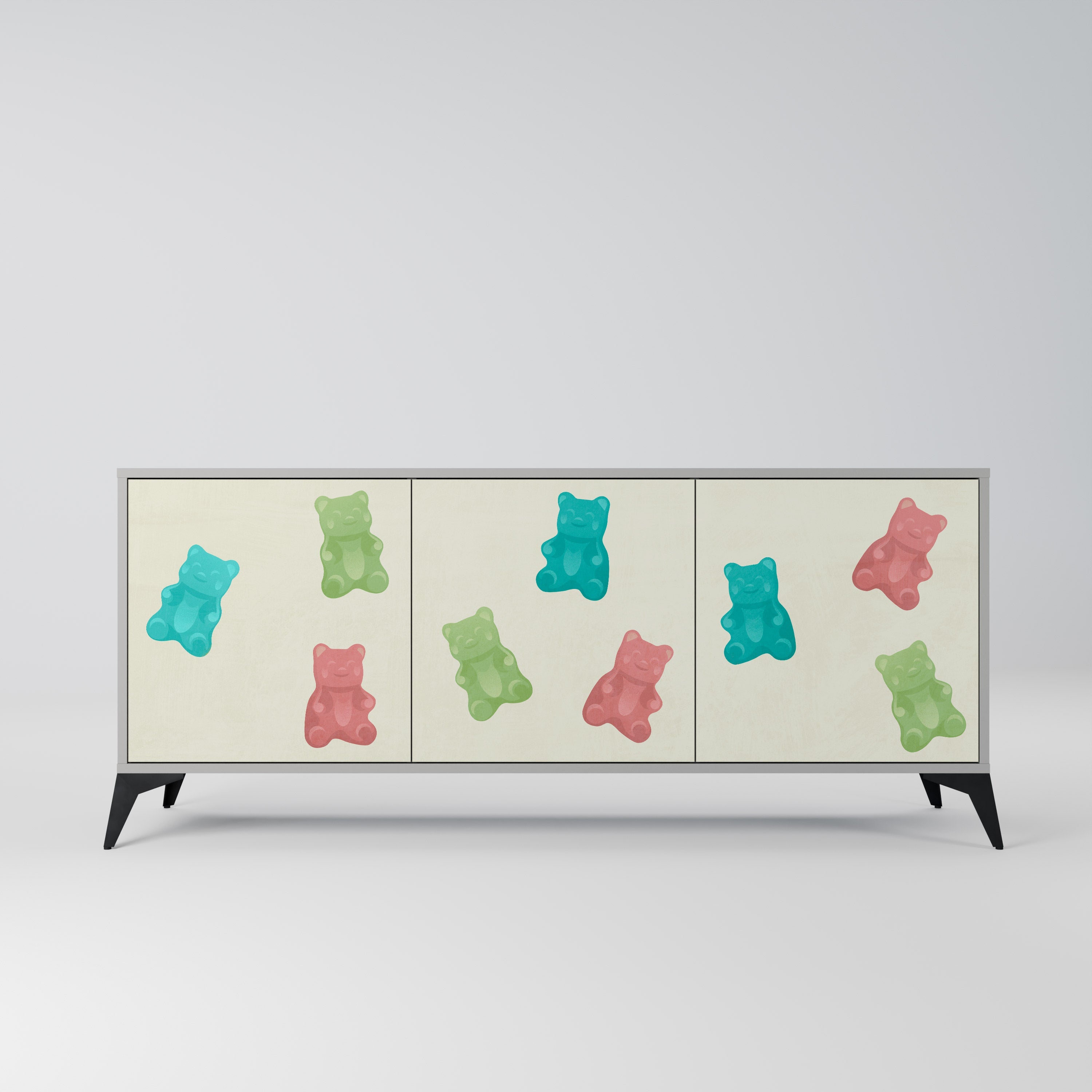 GUMMY BEARS 3-türiges Sideboard in grauer Ausführung