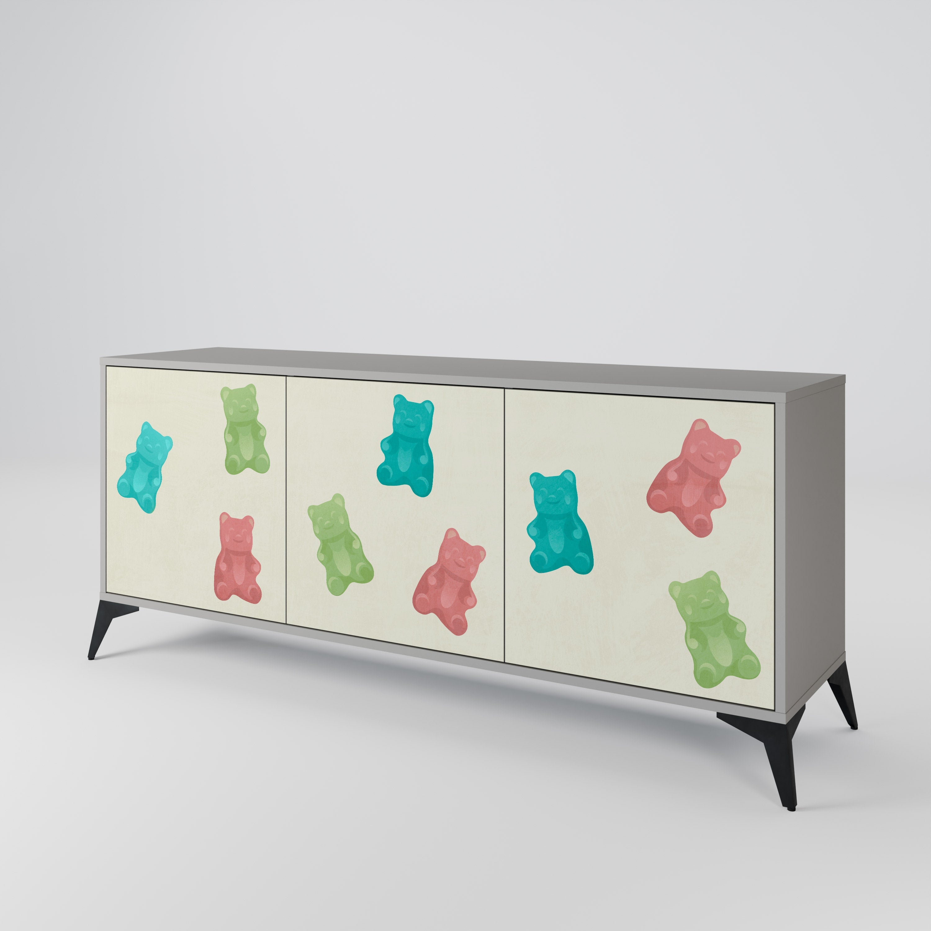 GUMMY BEARS 3-türiges Sideboard in grauer Ausführung