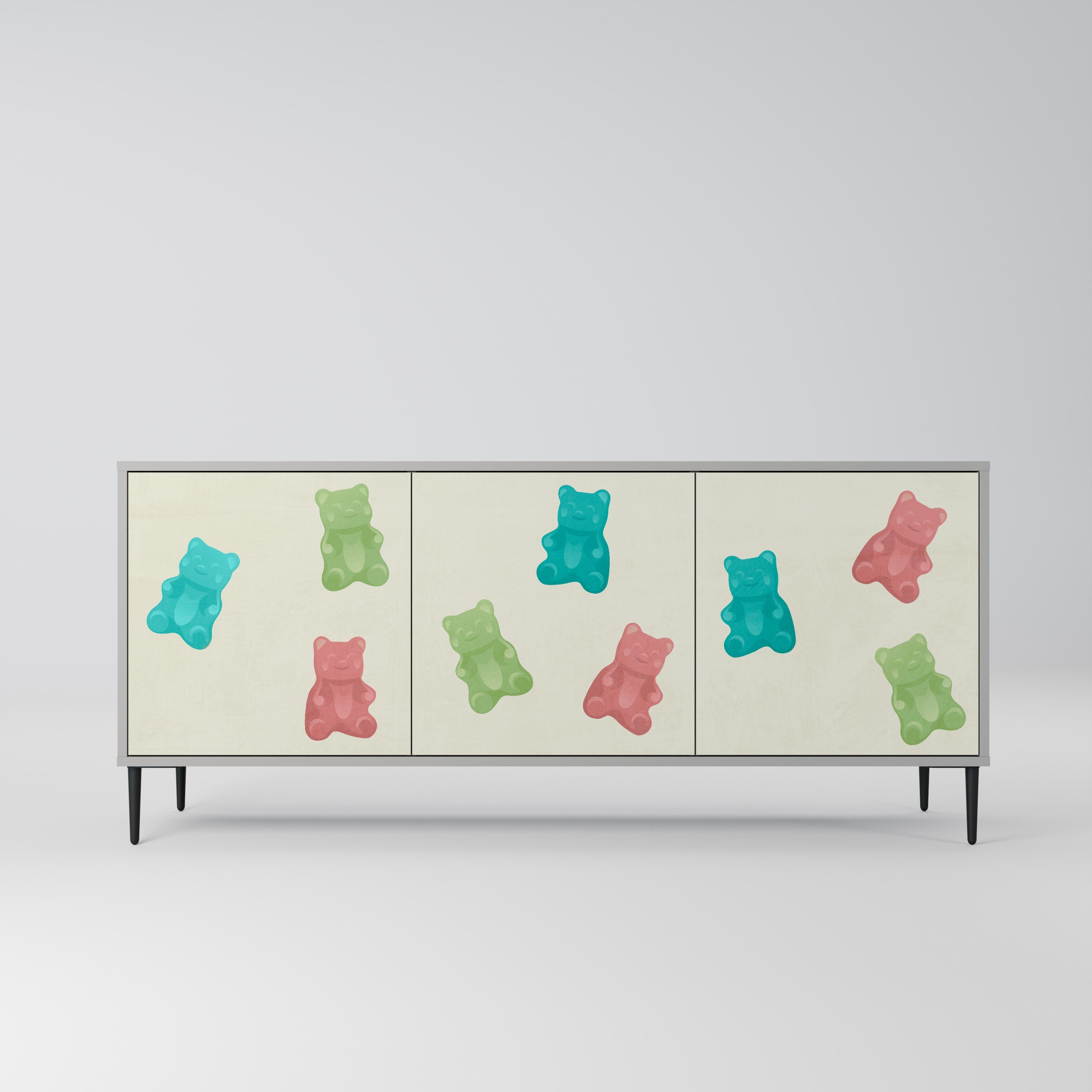GUMMY BEARS 3-türiges Sideboard in grauer Ausführung