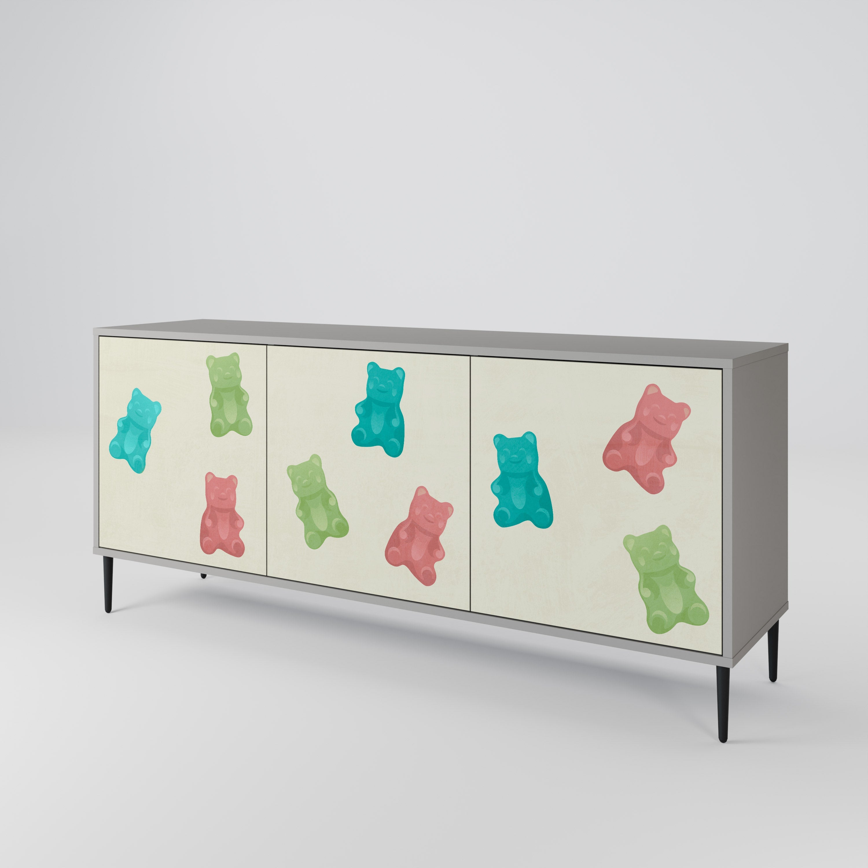 GUMMY BEARS 3-türiges Sideboard in grauer Ausführung