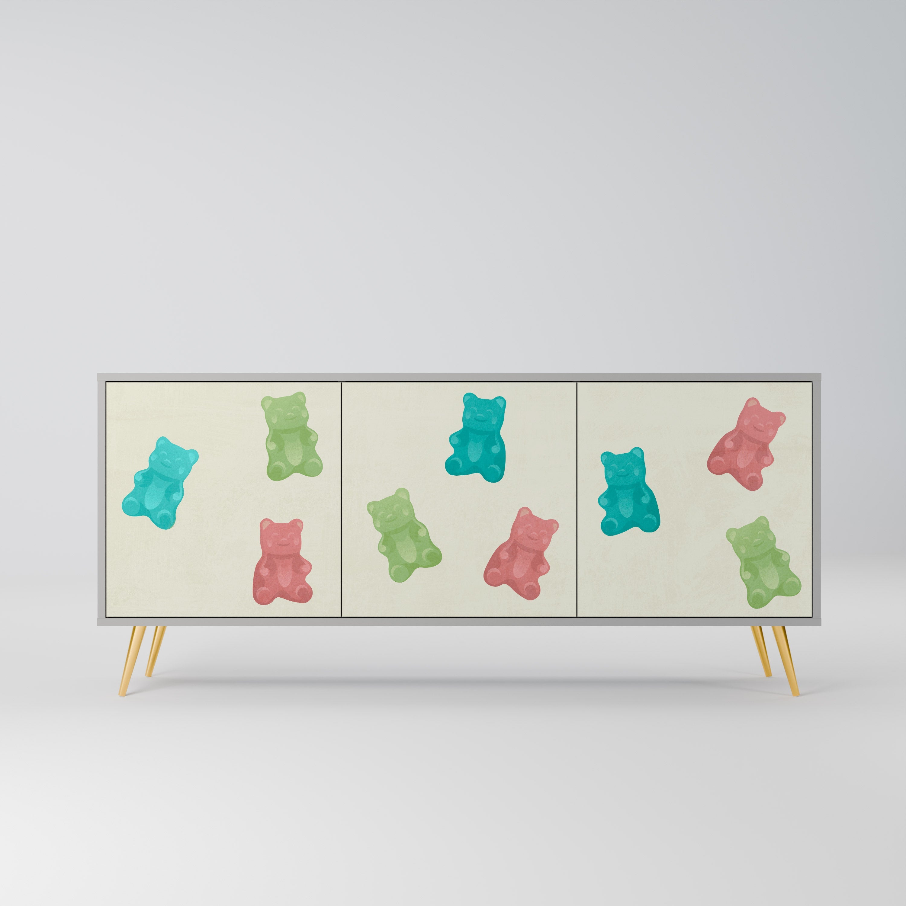GUMMY BEARS 3-türiges Sideboard in grauer Ausführung