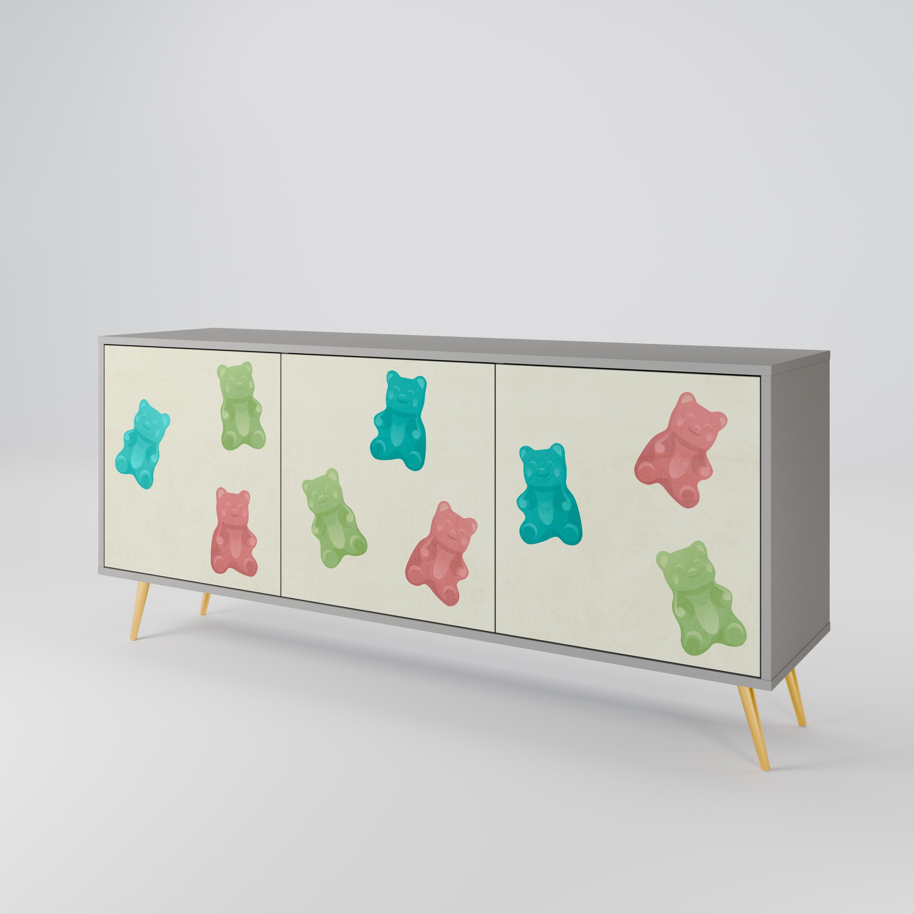 GUMMY BEARS 3-türiges Sideboard in grauer Ausführung