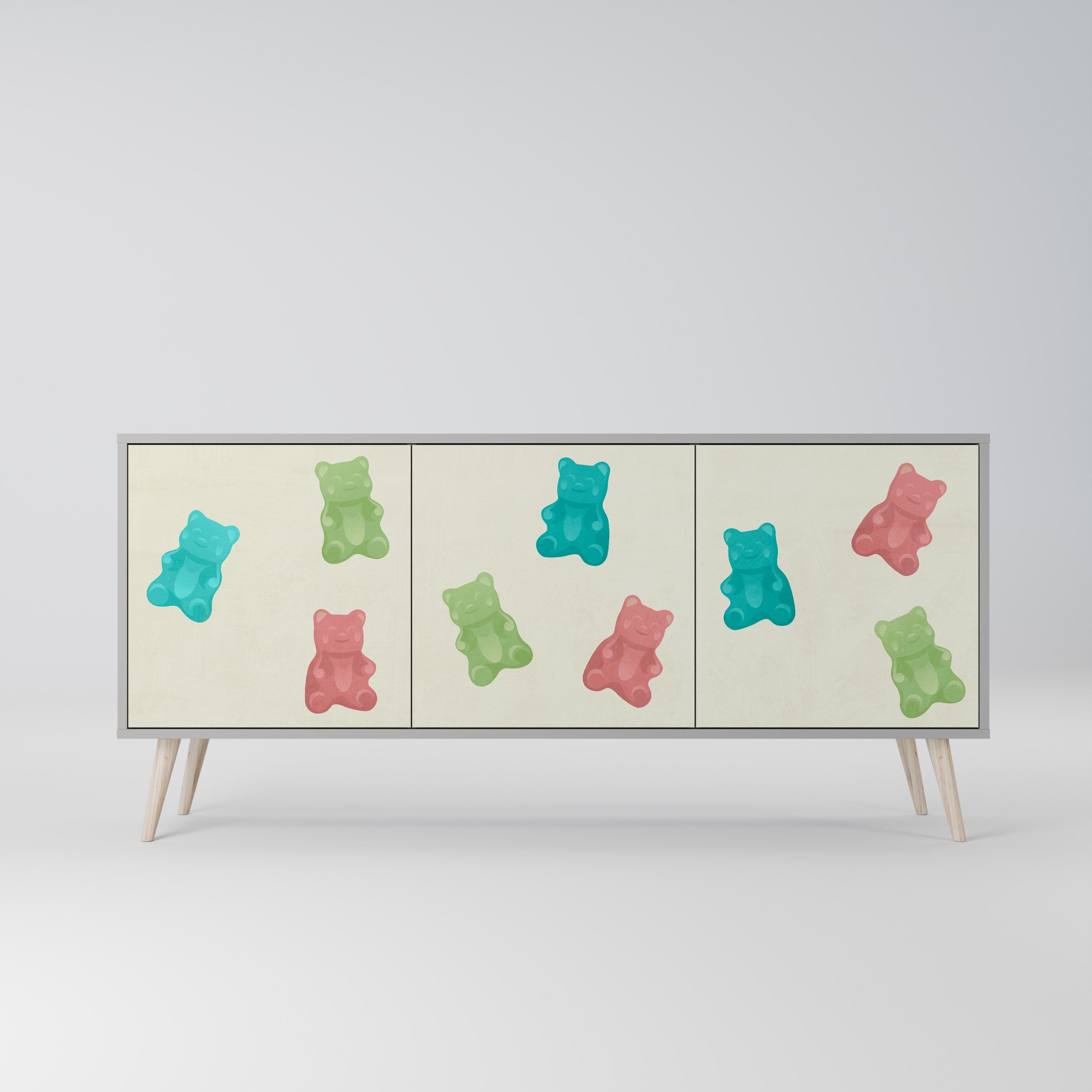 GUMMY BEARS 3-türiges Sideboard in grauer Ausführung