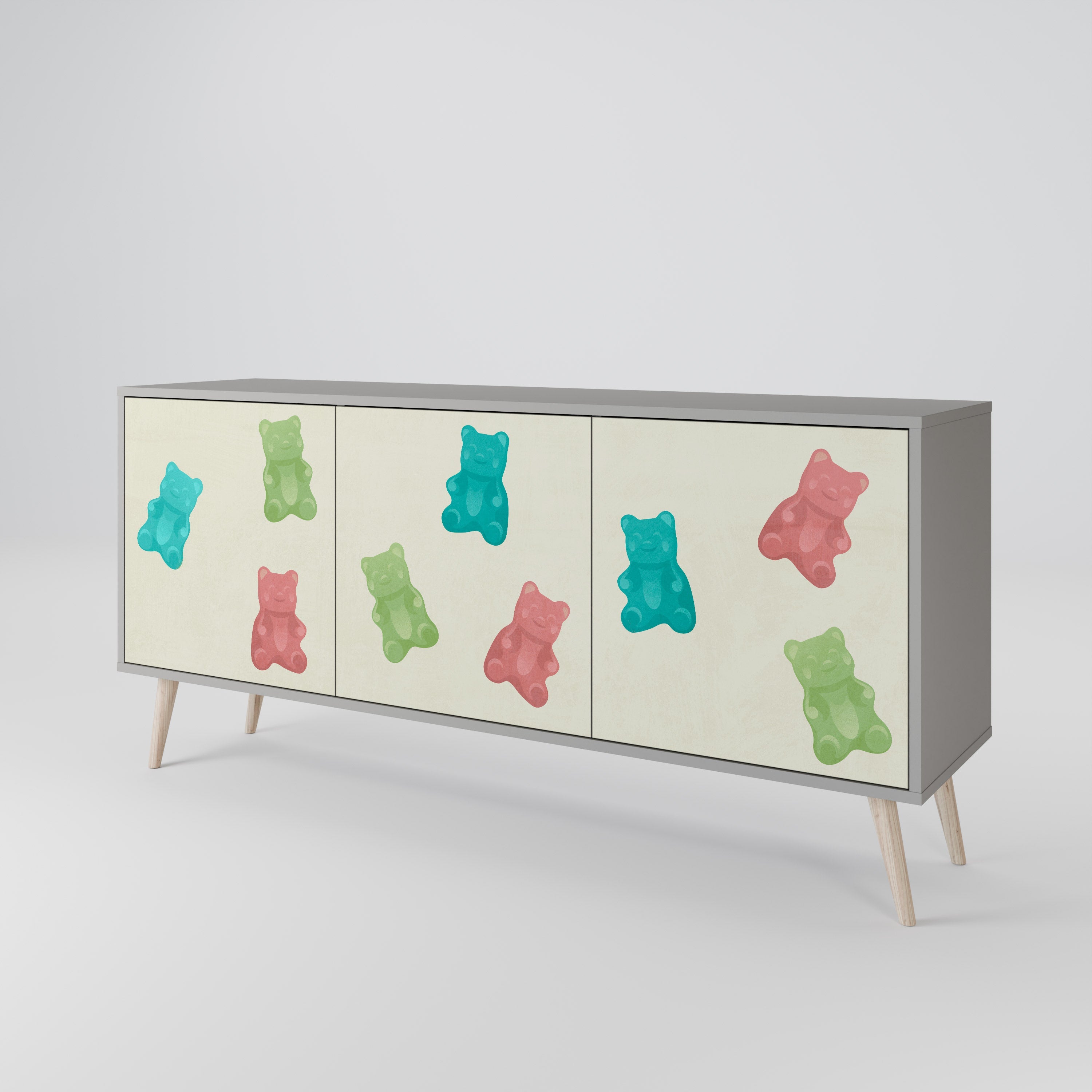 GUMMY BEARS 3-türiges Sideboard in grauer Ausführung