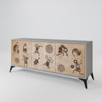 AFRICAN STYLE Sideboard mit 3 Türen in Grau