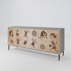 AFRICAN STYLE Sideboard mit 3 Türen in Grau