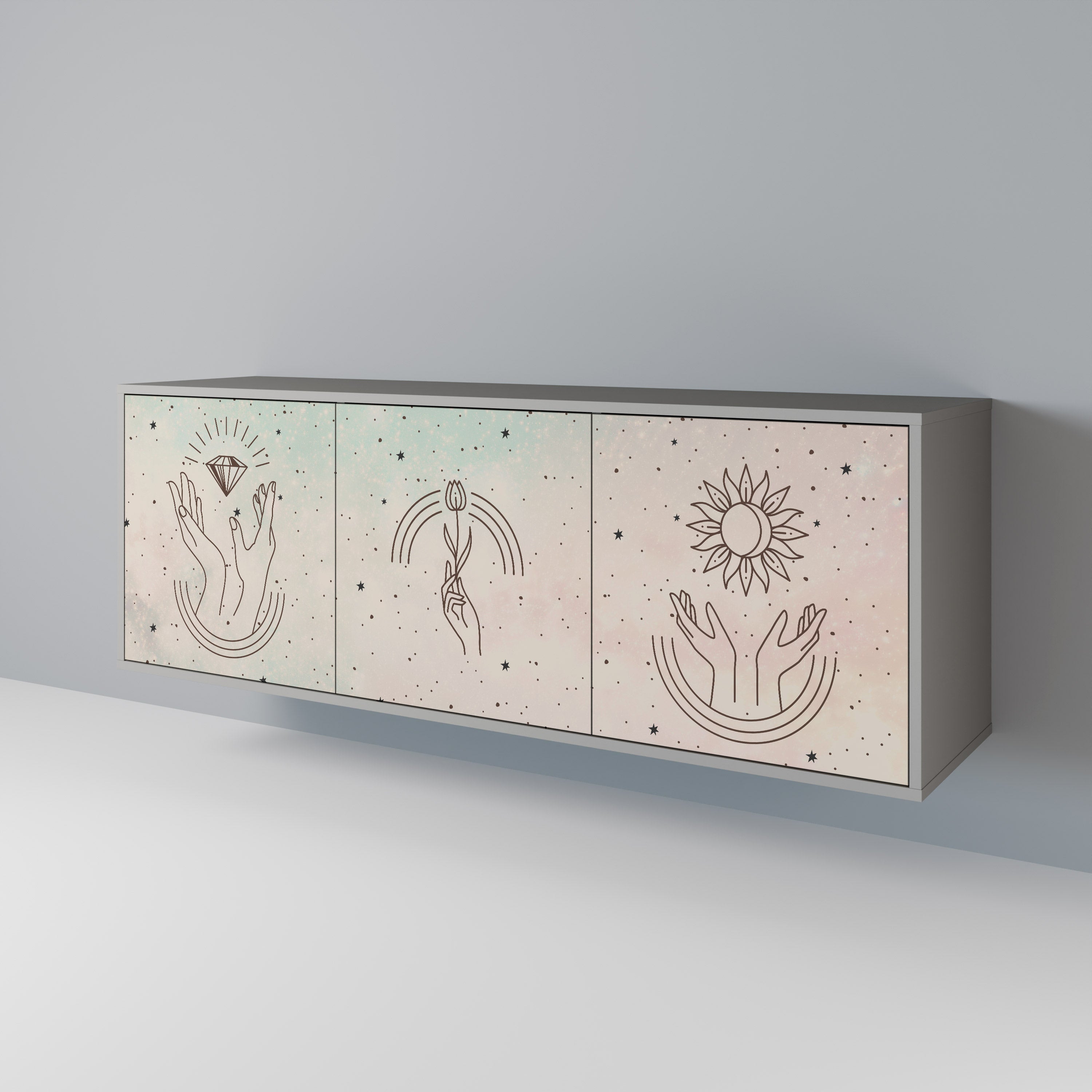 DELICATE BEAUTY 3-türiges Sideboard in grauer Ausführung