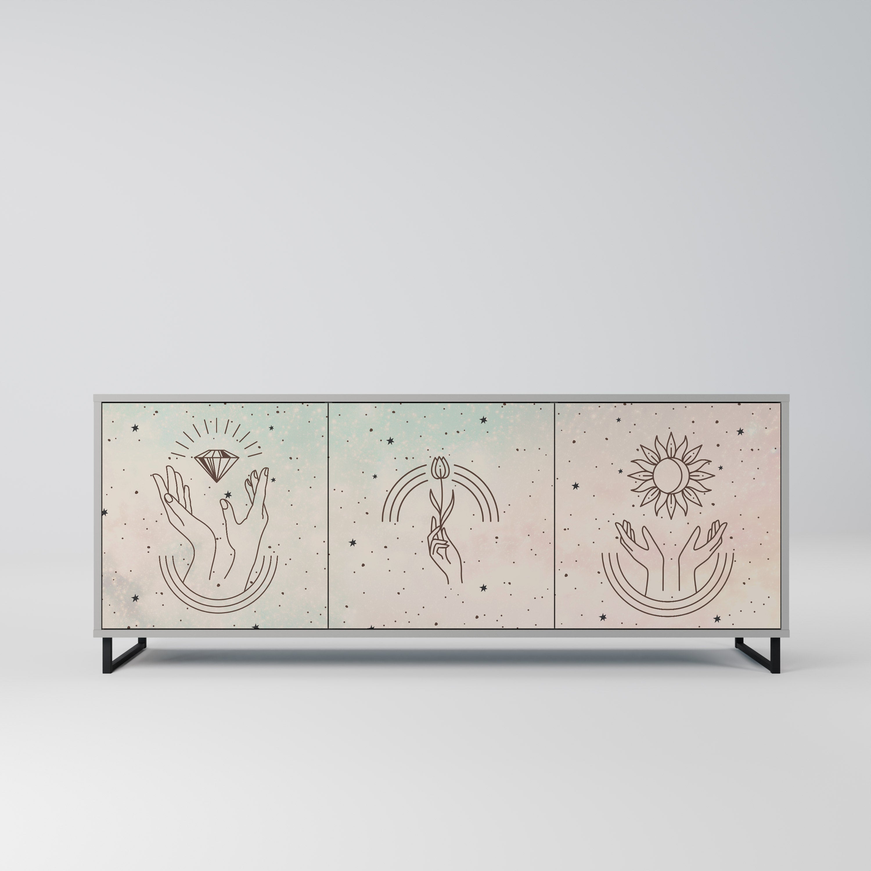 DELICATE BEAUTY 3-türiges Sideboard in grauer Ausführung