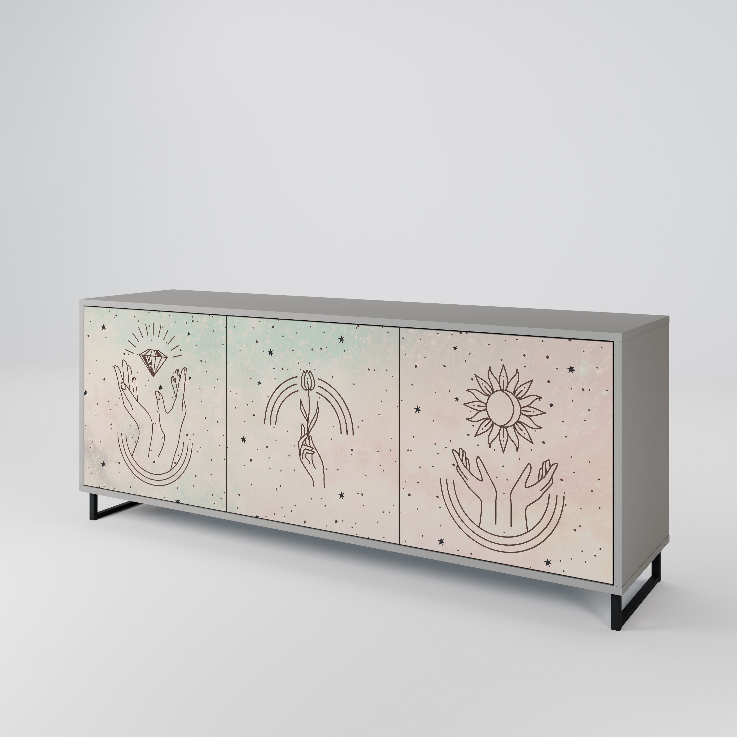 DELICATE BEAUTY 3-türiges Sideboard in grauer Ausführung