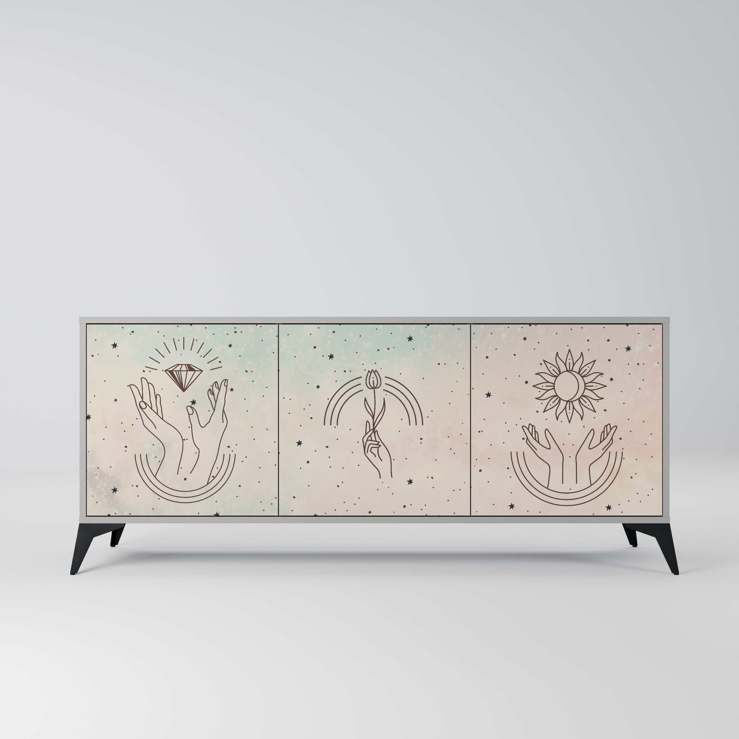 DELICATE BEAUTY 3-türiges Sideboard in grauer Ausführung