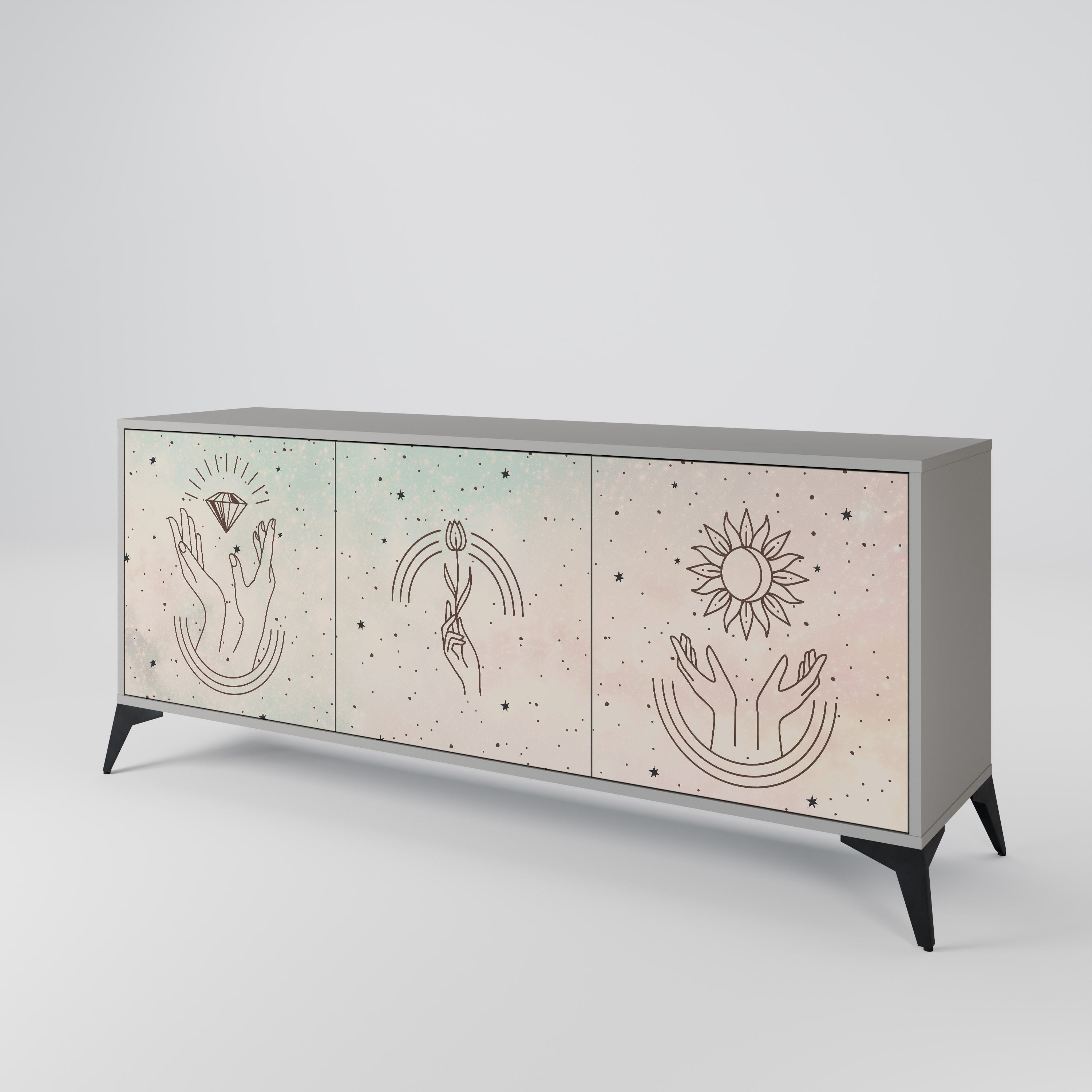DELICATE BEAUTY 3-türiges Sideboard in grauer Ausführung