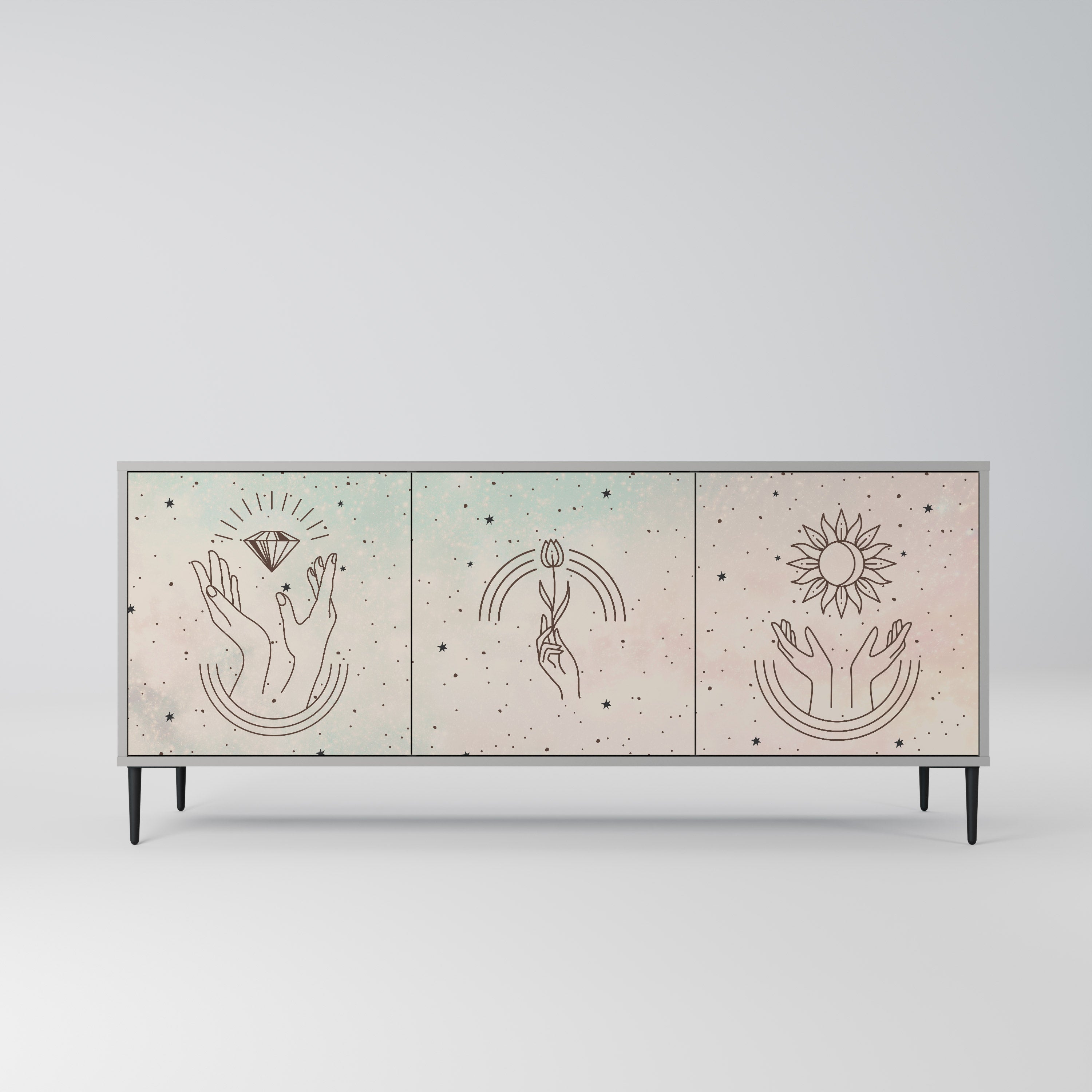 DELICATE BEAUTY 3-türiges Sideboard in grauer Ausführung