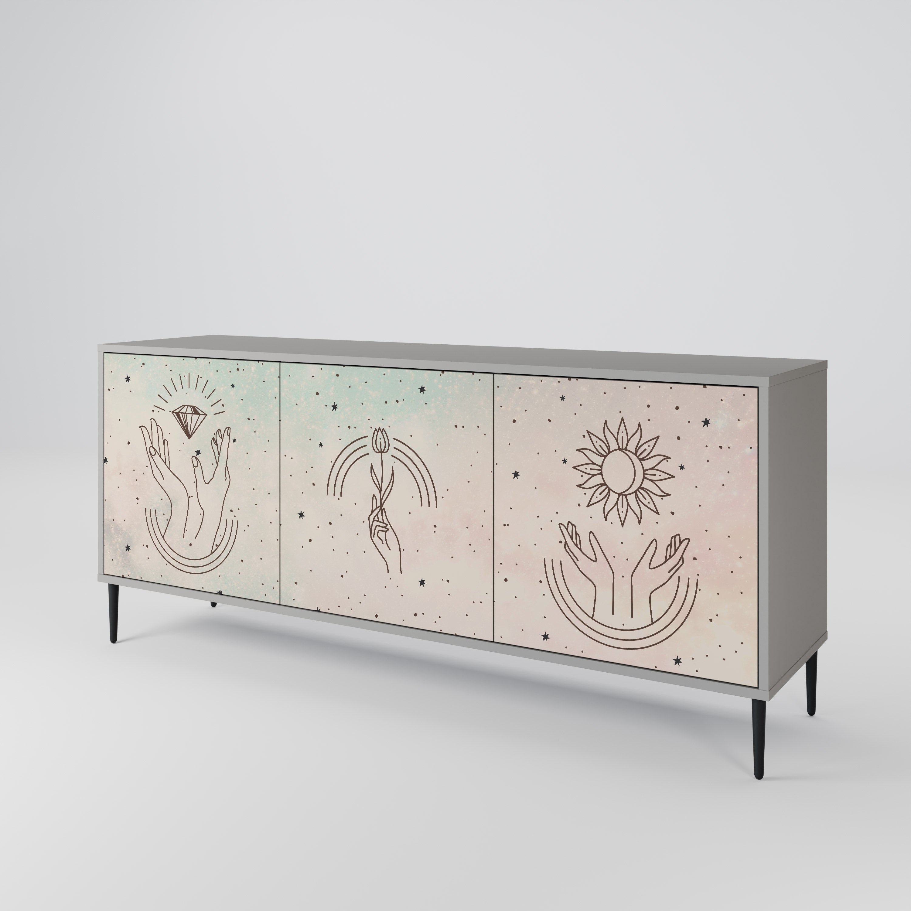 DELICATE BEAUTY 3-türiges Sideboard in grauer Ausführung