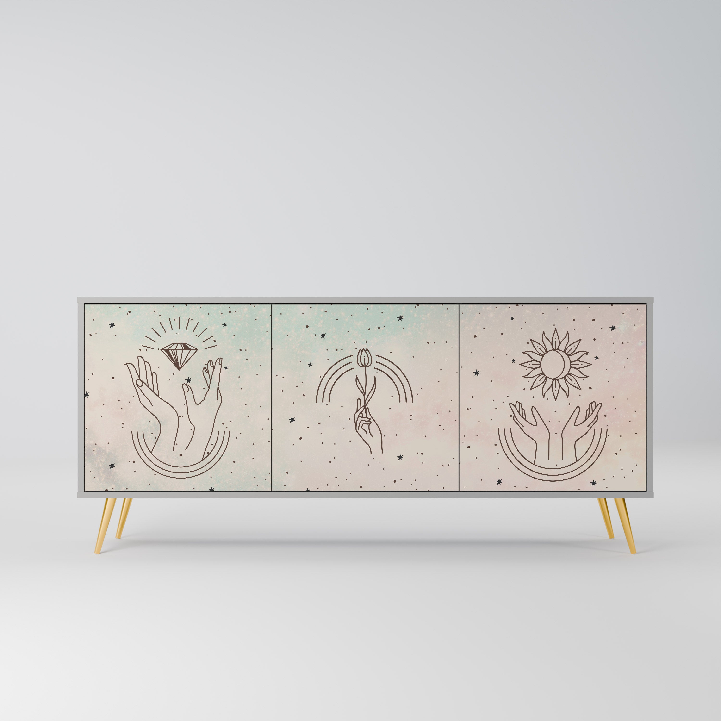 DELICATE BEAUTY 3-türiges Sideboard in grauer Ausführung