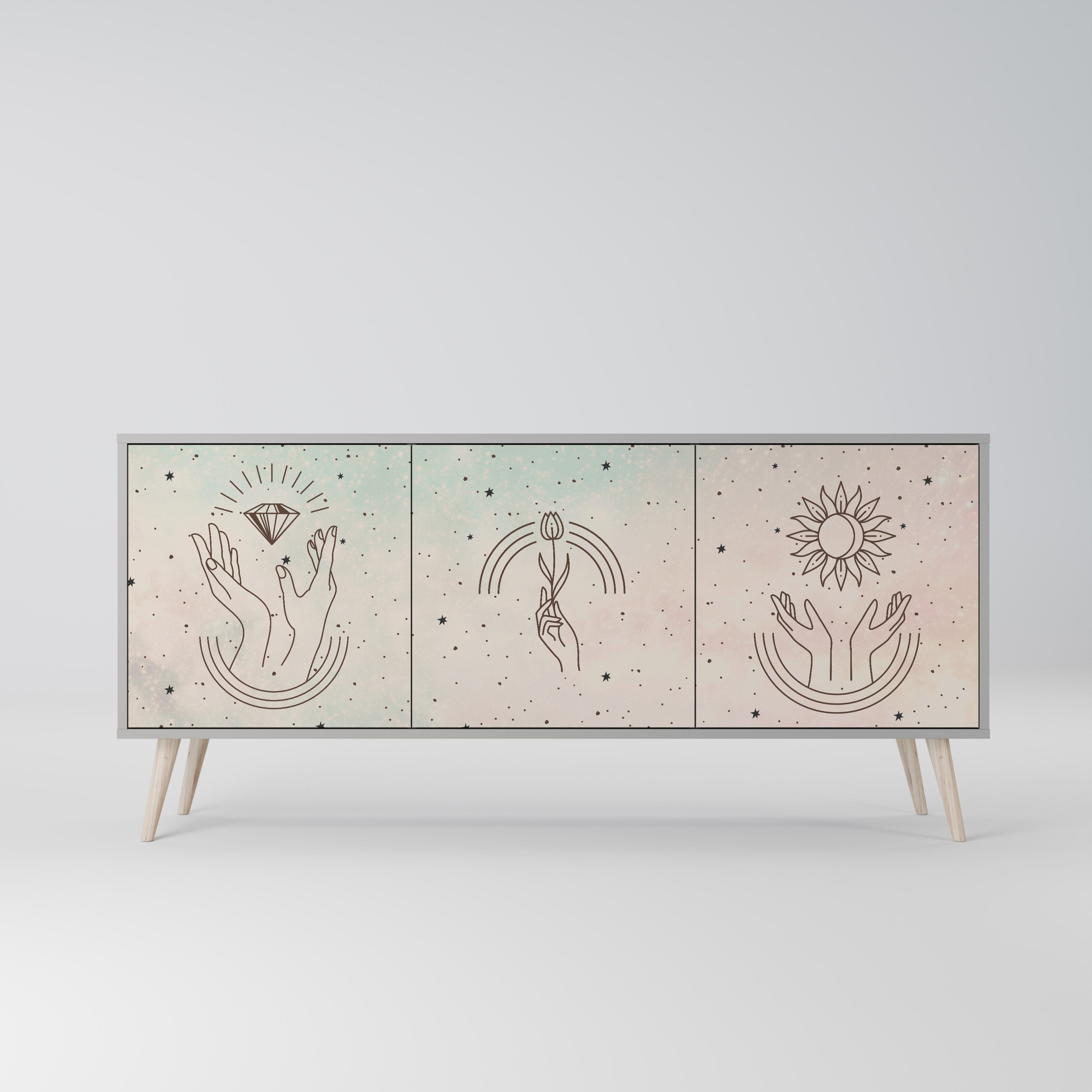 DELICATE BEAUTY 3-türiges Sideboard in grauer Ausführung
