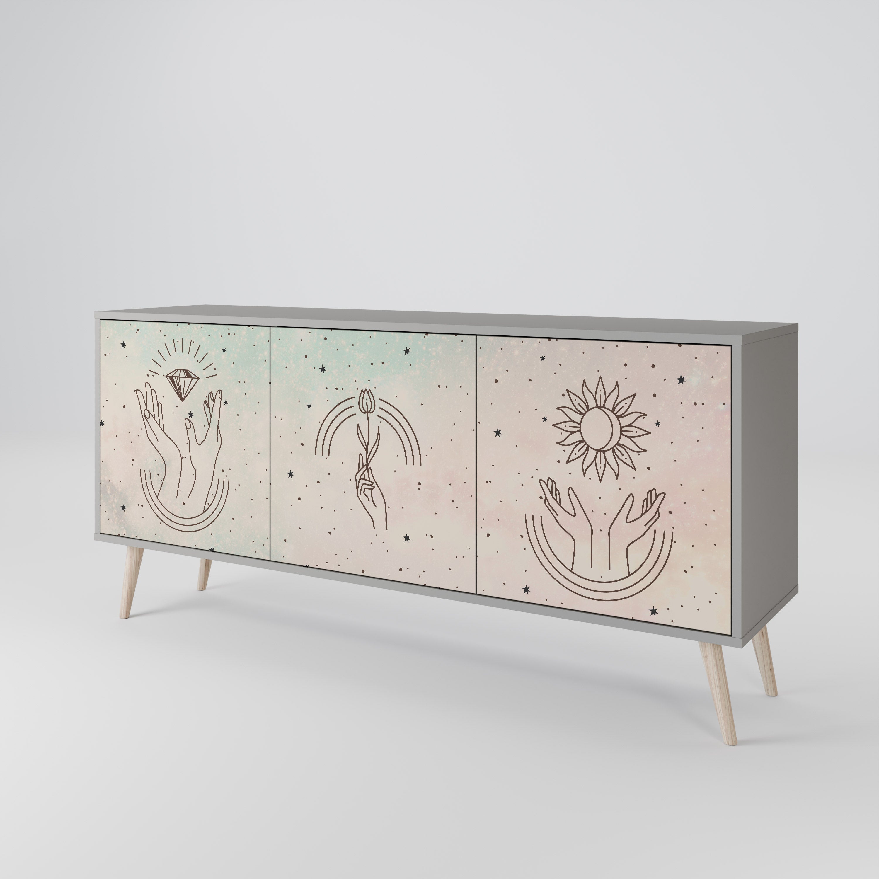 DELICATE BEAUTY 3-türiges Sideboard in grauer Ausführung