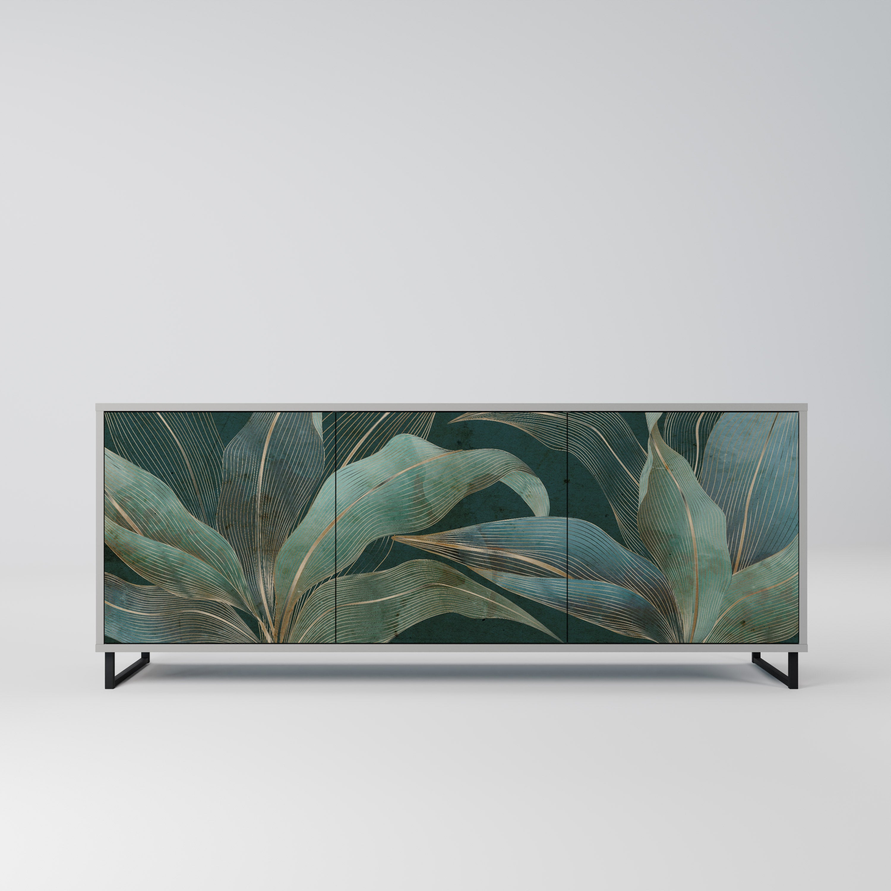 ROYAL GREEN Sideboard mit 3 Türen in grauem Finish