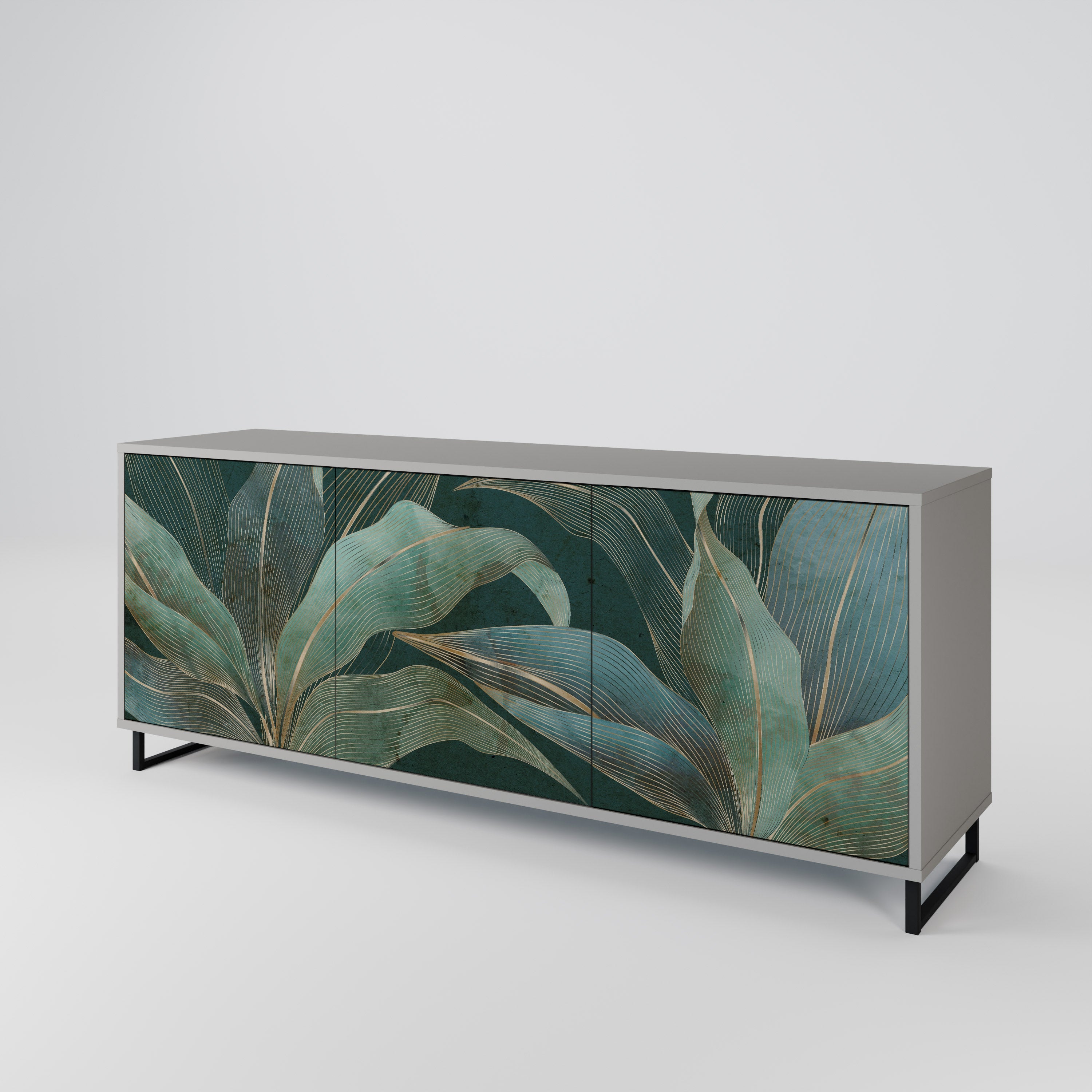 ROYAL GREEN Sideboard mit 3 Türen in grauem Finish