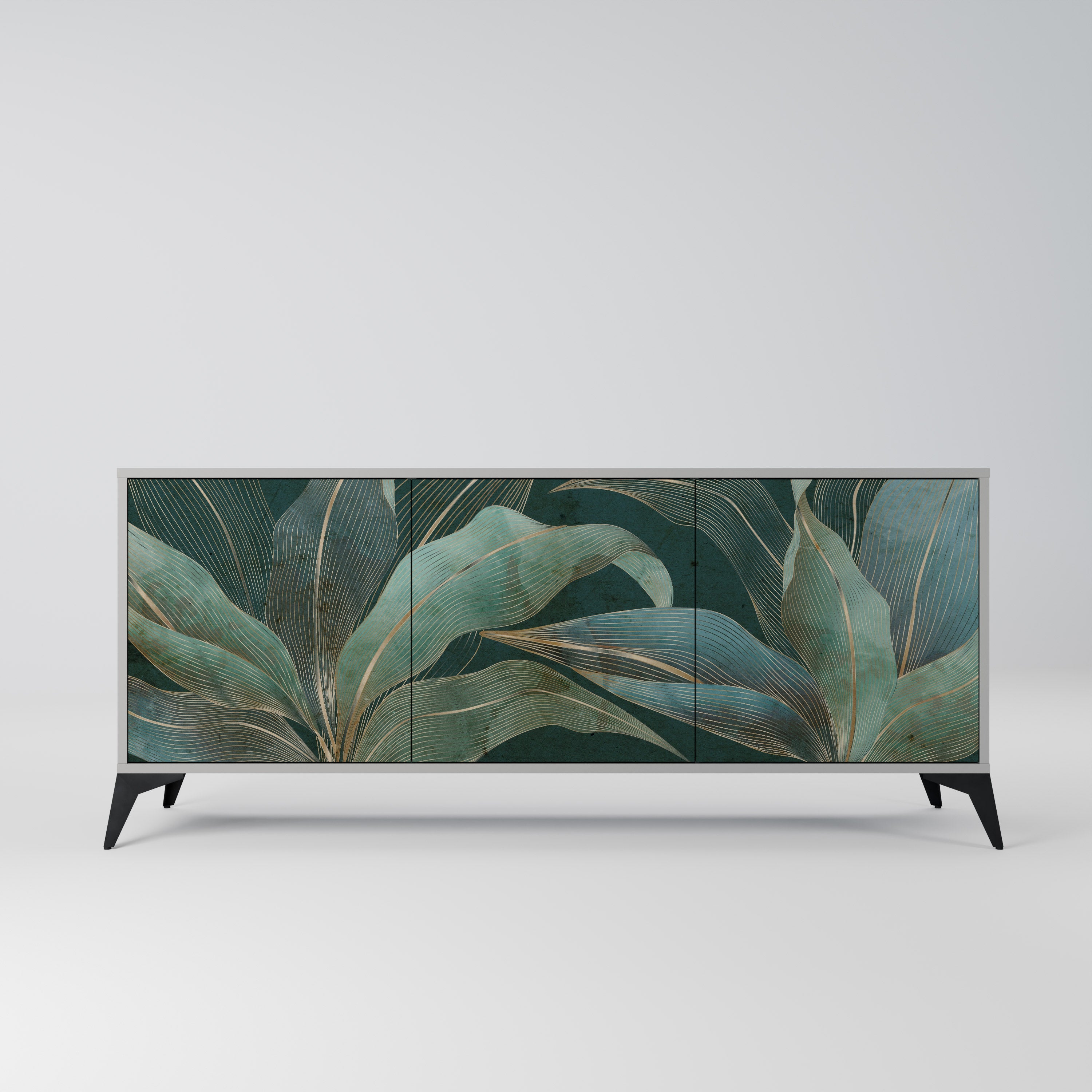 ROYAL GREEN Sideboard mit 3 Türen in grauem Finish