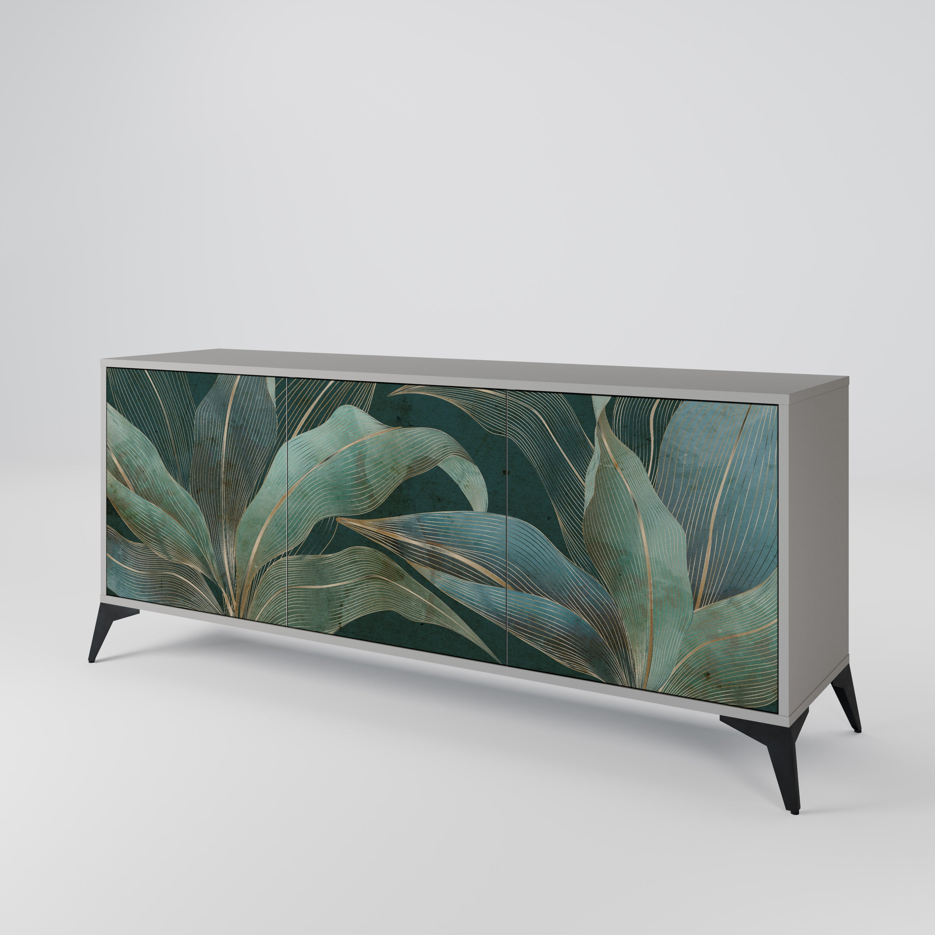 ROYAL GREEN Sideboard mit 3 Türen in grauem Finish