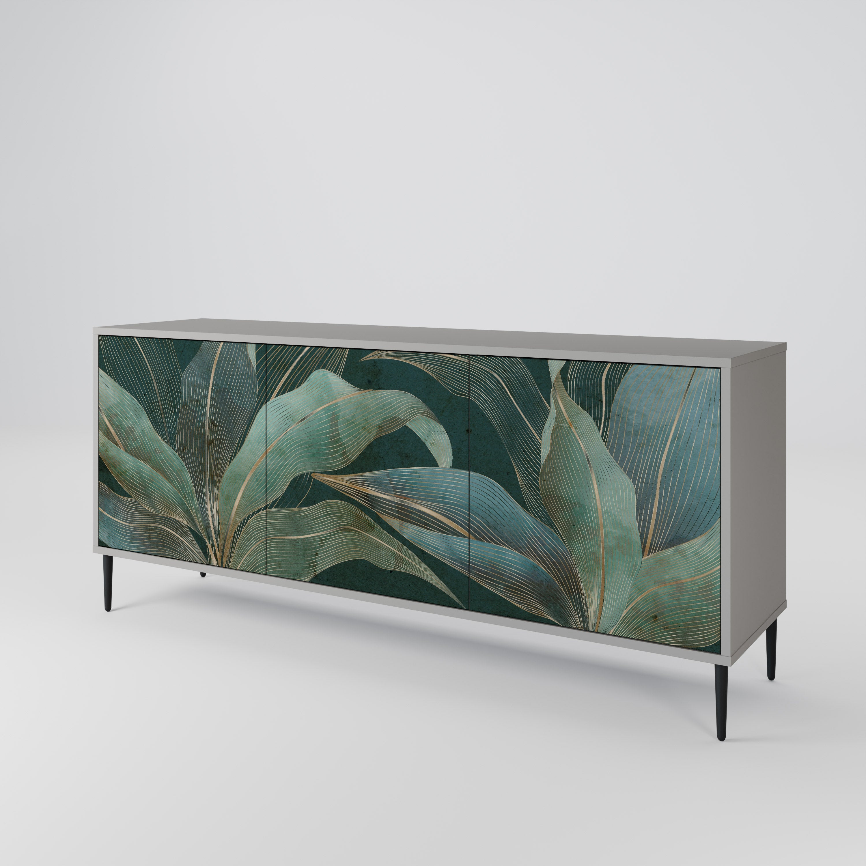 ROYAL GREEN Sideboard mit 3 Türen in grauem Finish
