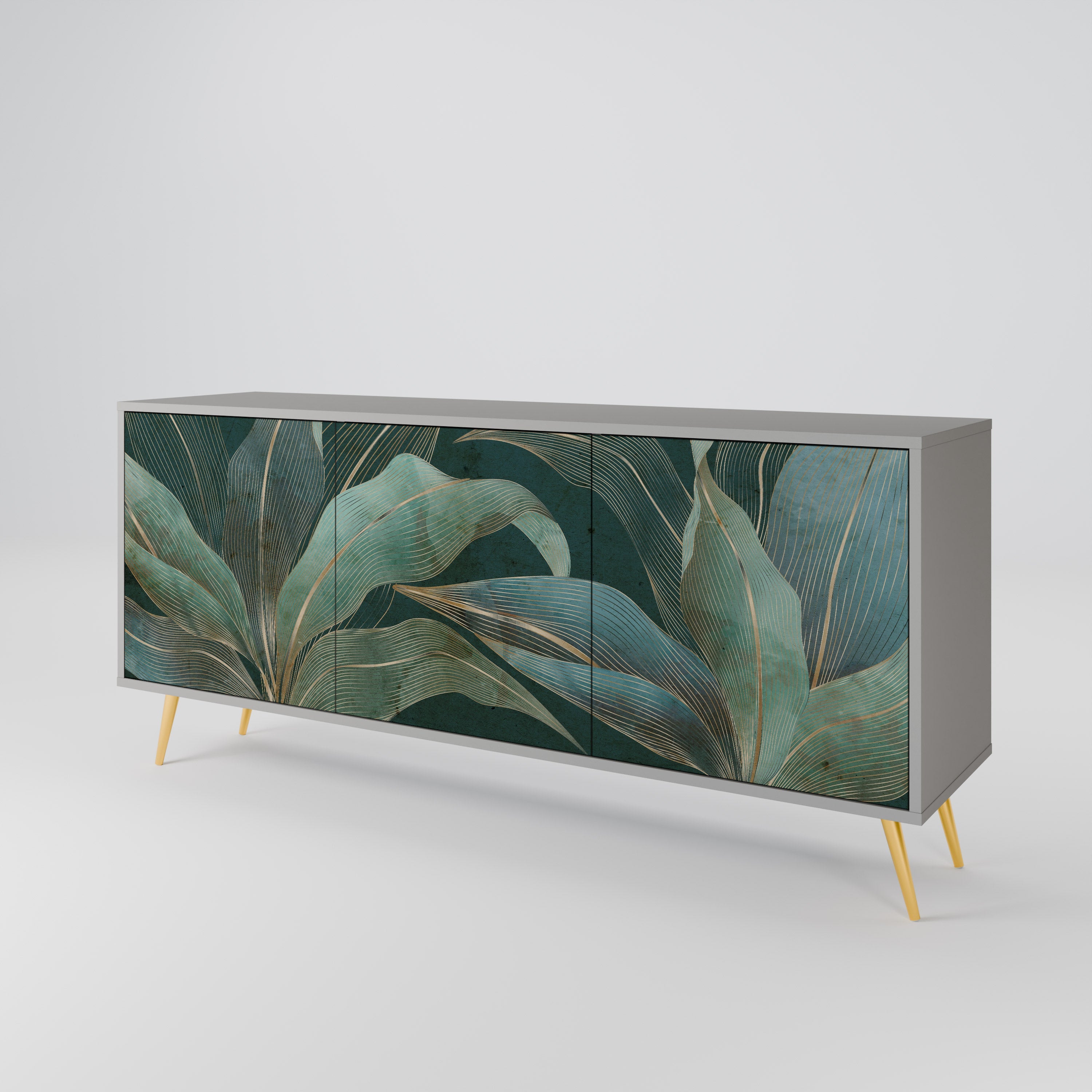 ROYAL GREEN Sideboard mit 3 Türen in grauem Finish