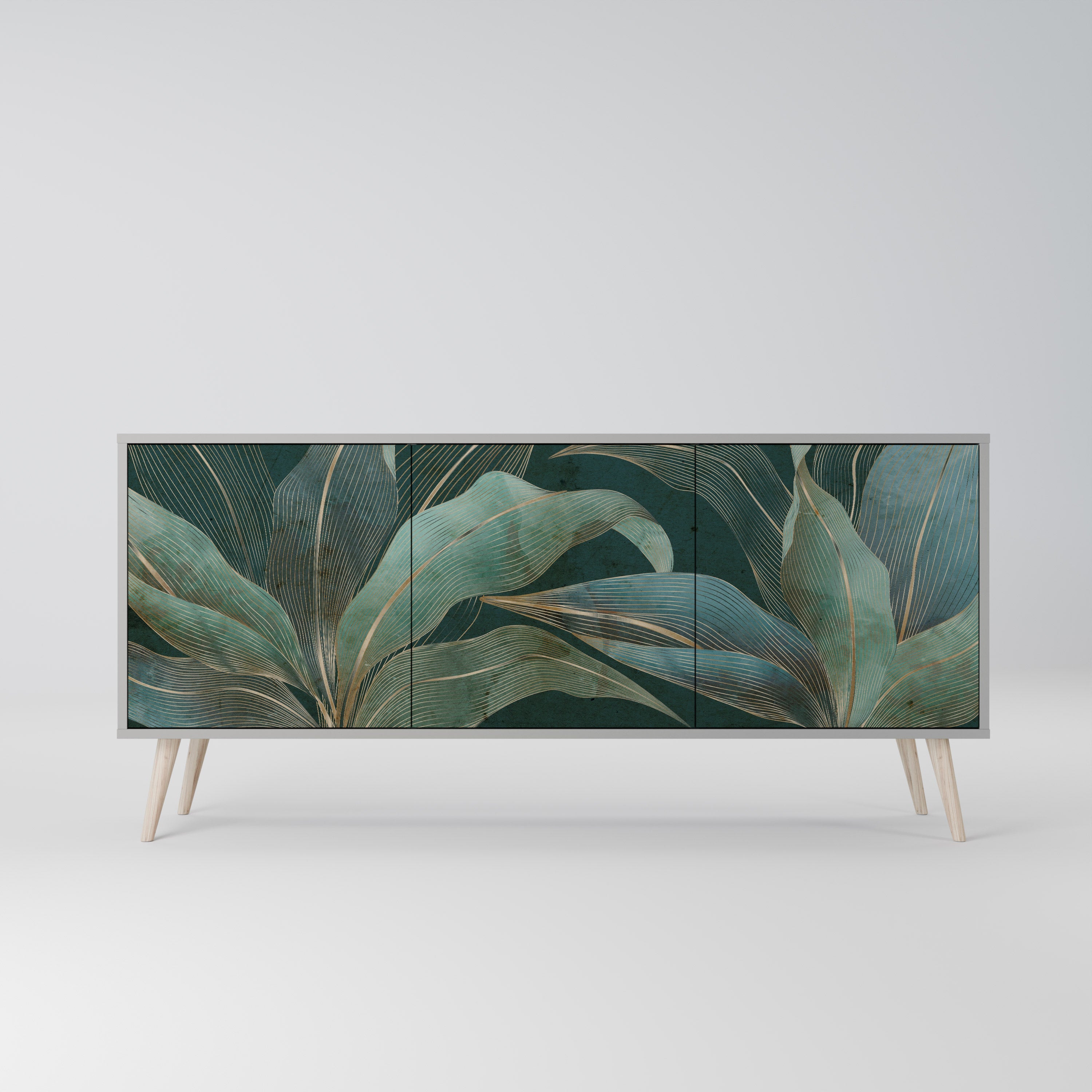 ROYAL GREEN Sideboard mit 3 Türen in grauem Finish
