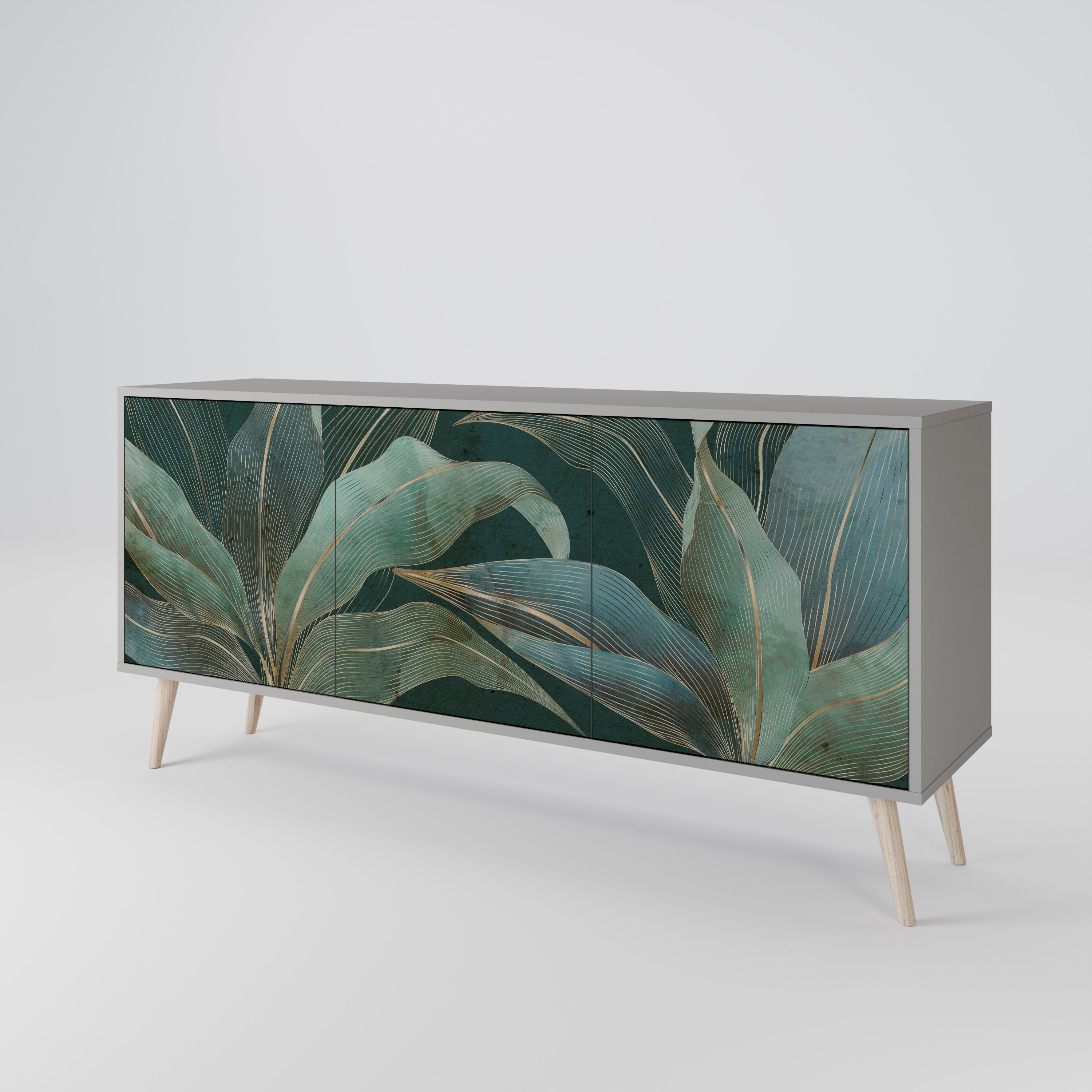 ROYAL GREEN Sideboard mit 3 Türen in grauem Finish