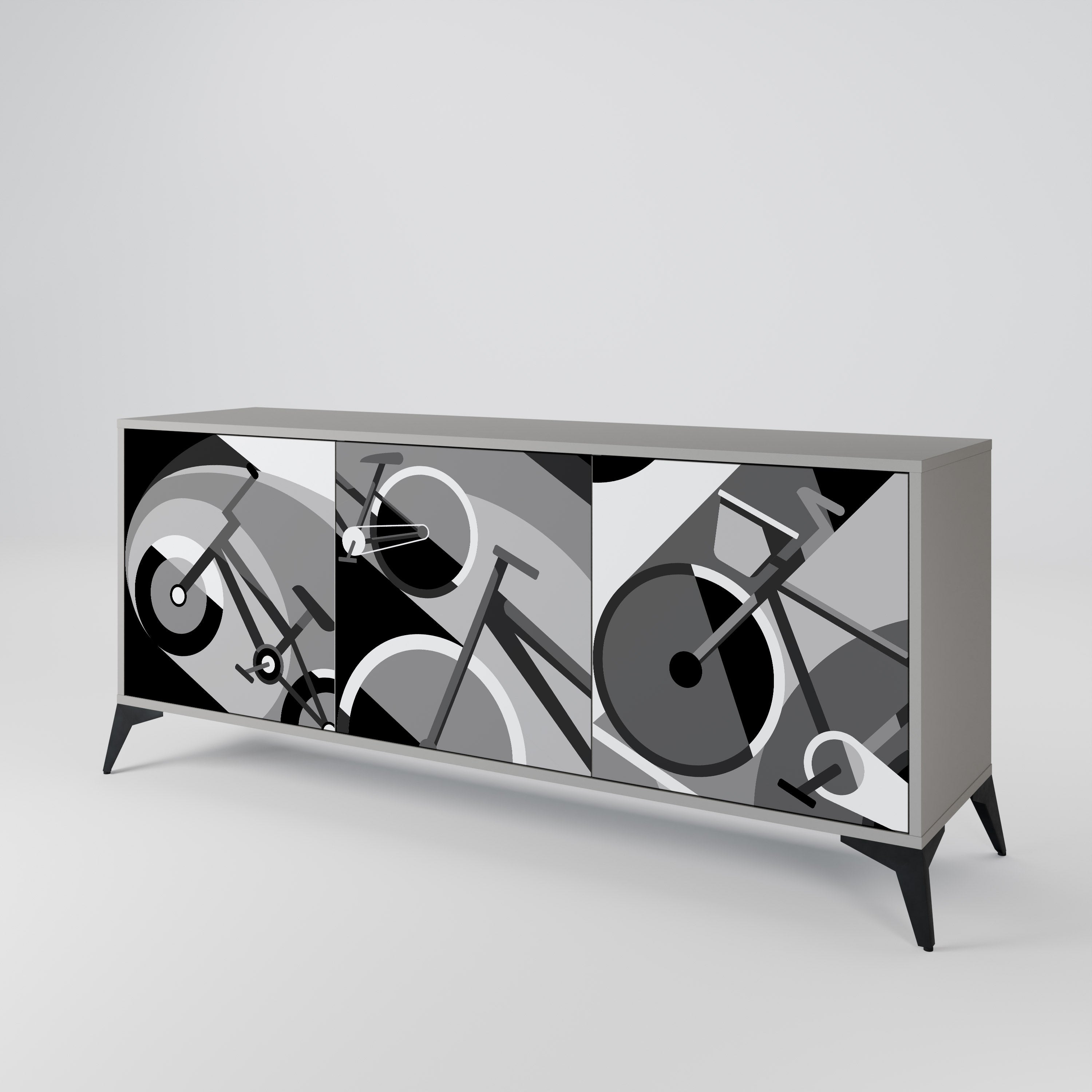 BIKE ENERGY 3-Door Sideboard in Grey Finish