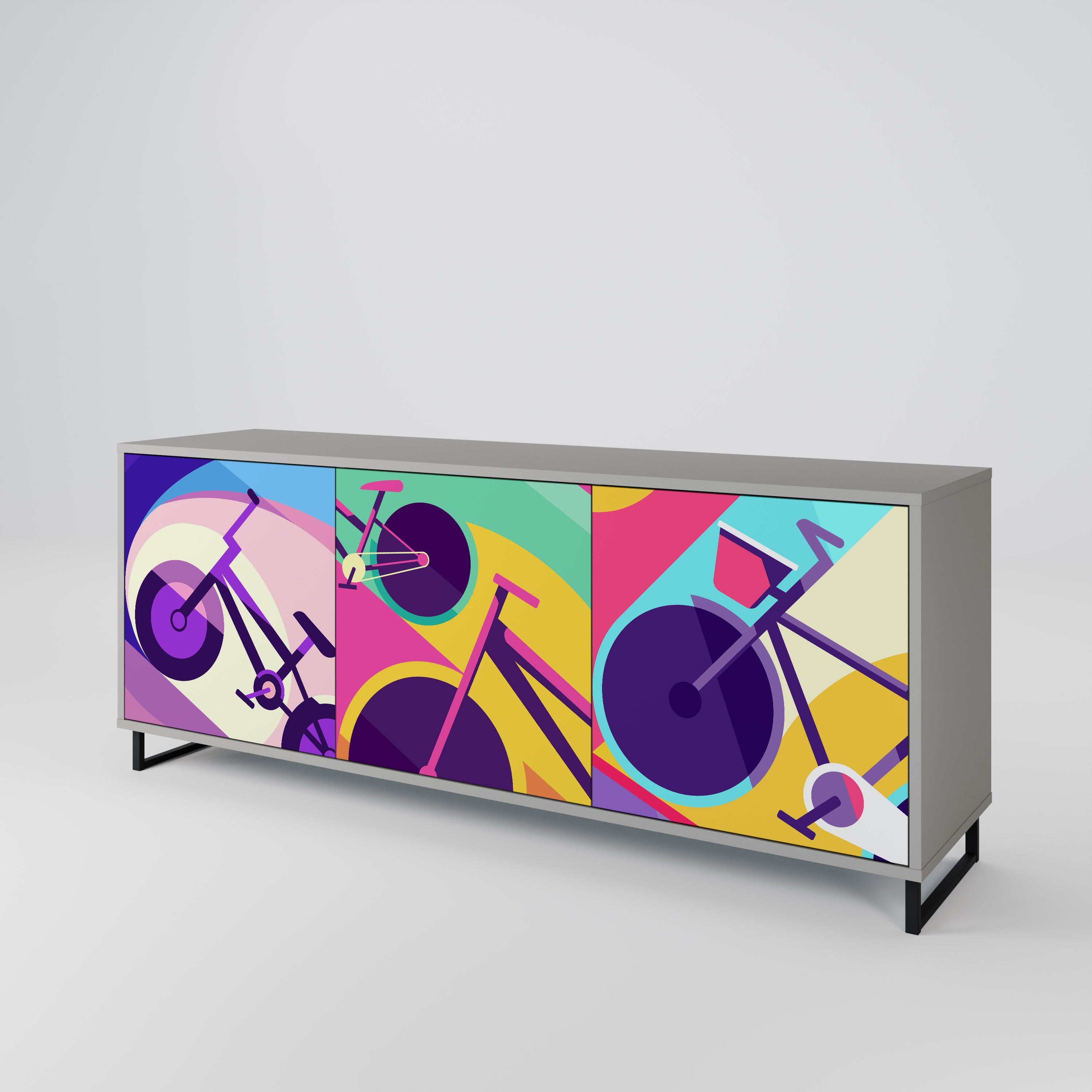 BIKE DREAMS 3-Door Sideboard in Grey Finish