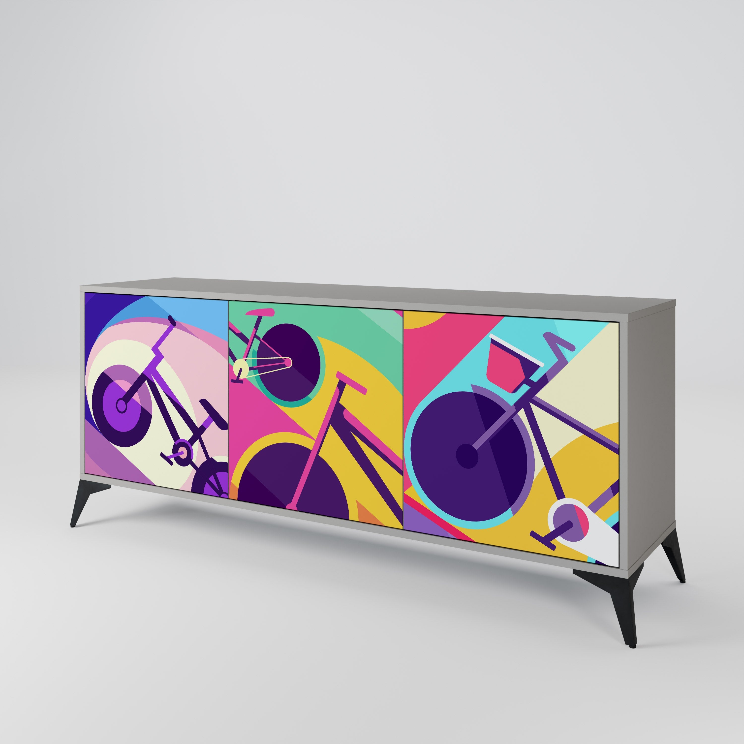 BIKE DREAMS 3-Door Sideboard in Grey Finish