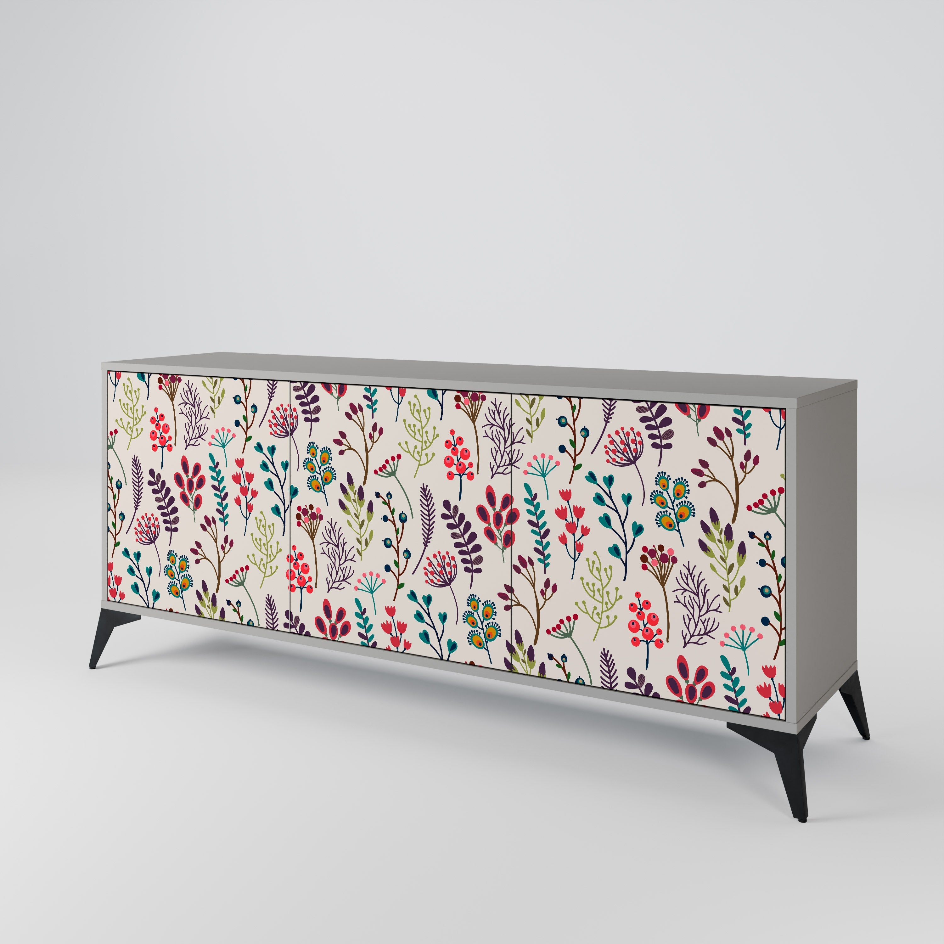 AUTUMN SUNDRIES 3-Door Sideboard in Grey Finish
