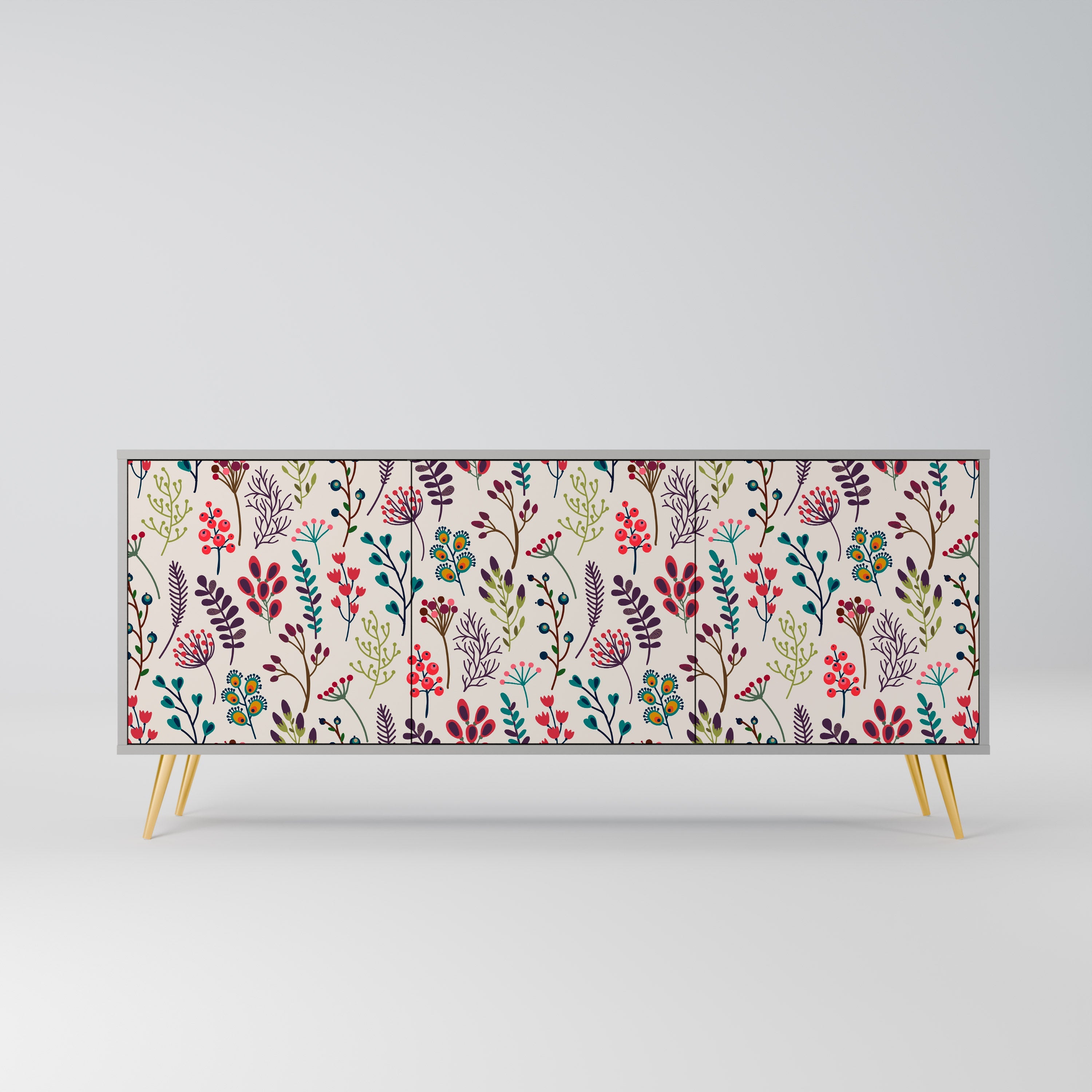 AUTUMN SUNDRIES 3-Door Sideboard in Grey Finish