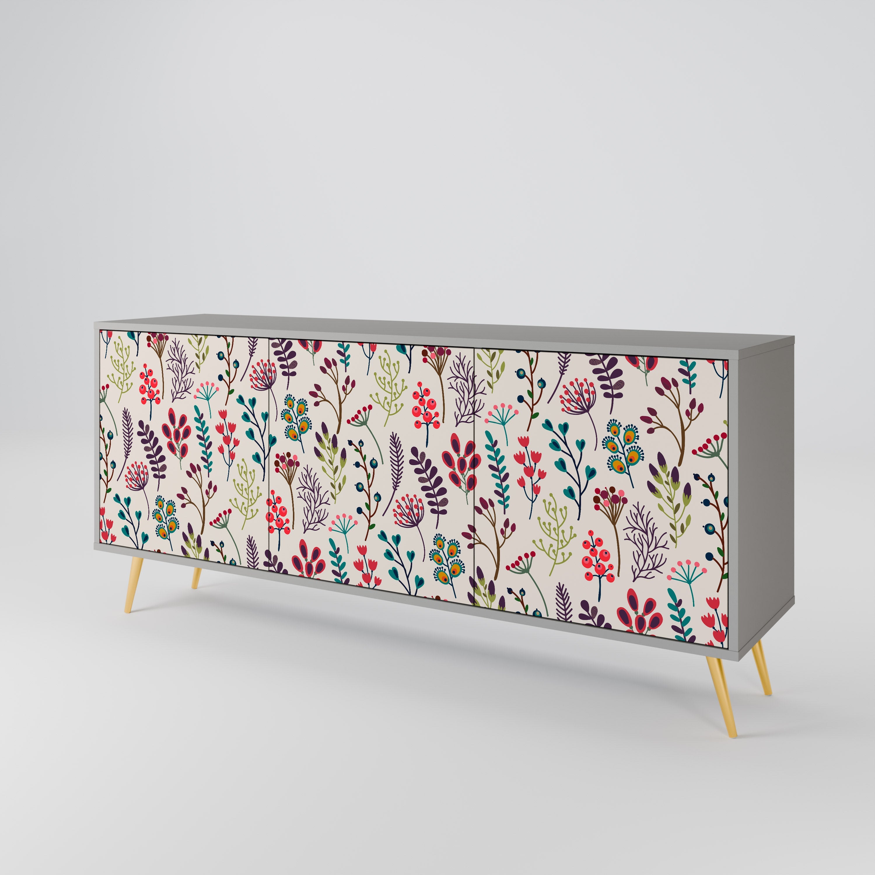 AUTUMN SUNDRIES 3-Door Sideboard in Grey Finish