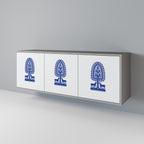 POLISH FOLK ART Sideboard mit 3 Türen in Grau