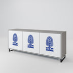 POLISH FOLK ART Sideboard mit 3 Türen in Grau