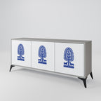 POLISH FOLK ART Sideboard mit 3 Türen in Grau