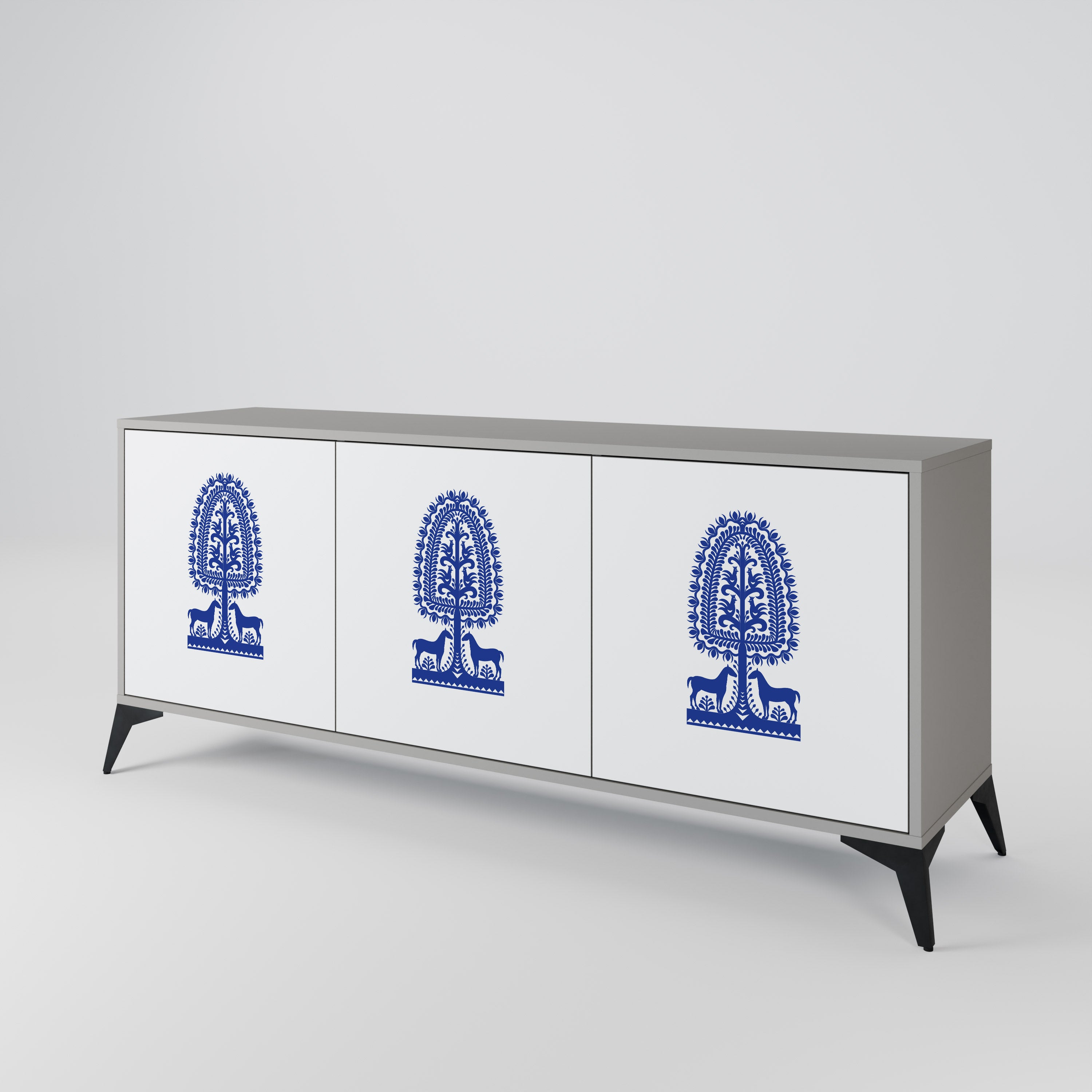 POLISH FOLK ART 3-Door Sideboard