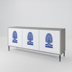 POLISH FOLK ART Sideboard mit 3 Türen in Grau