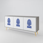 POLISH FOLK ART Sideboard mit 3 Türen in Grau