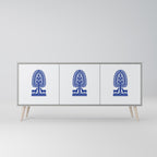 POLISH FOLK ART Sideboard mit 3 Türen in Grau