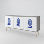 POLISH FOLK ART Sideboard mit 3 Türen in Grau