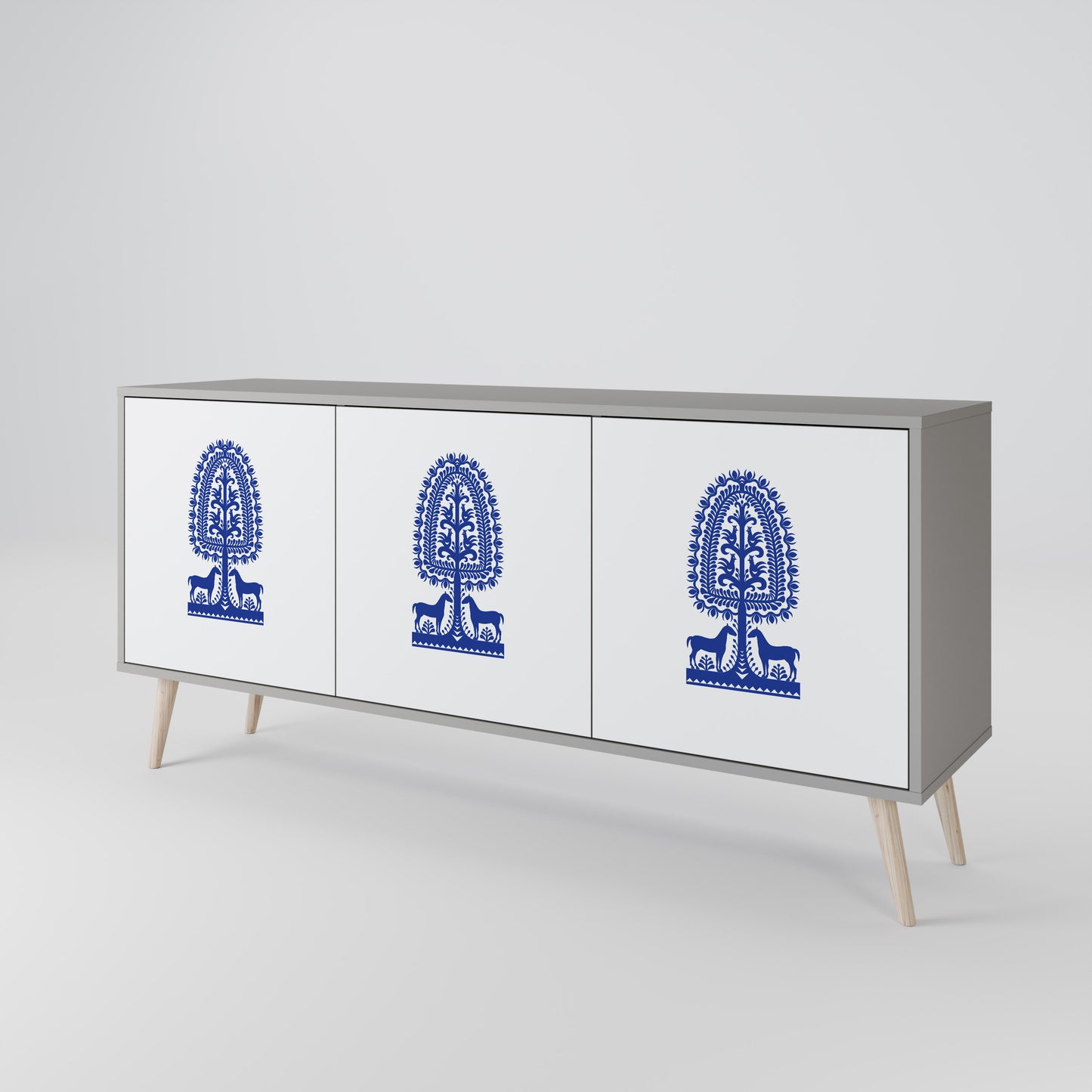 POLISH FOLK ART 3-türiges Sideboard