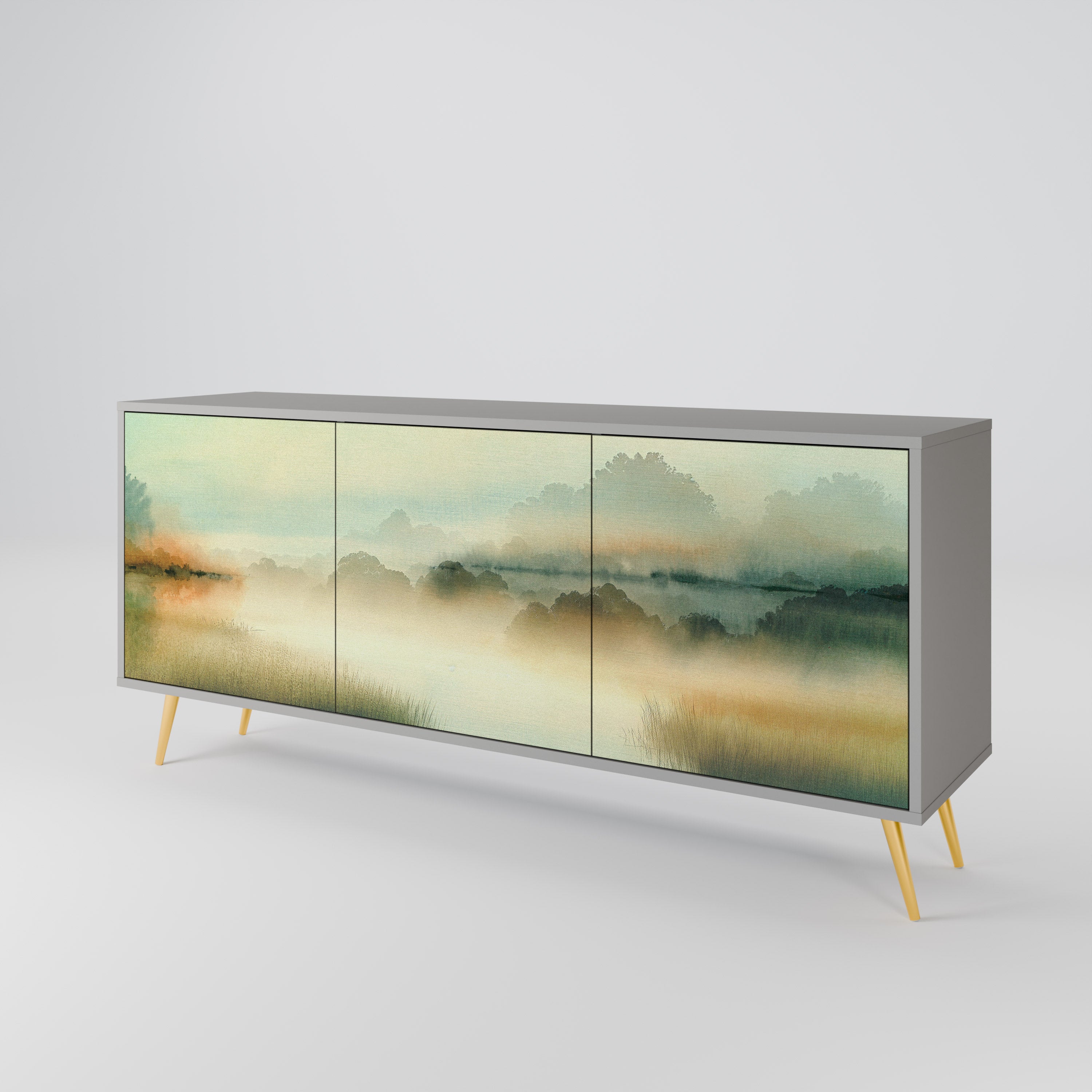 MORNING BY THE LAKE 3-Door Sideboard in Grey Finish