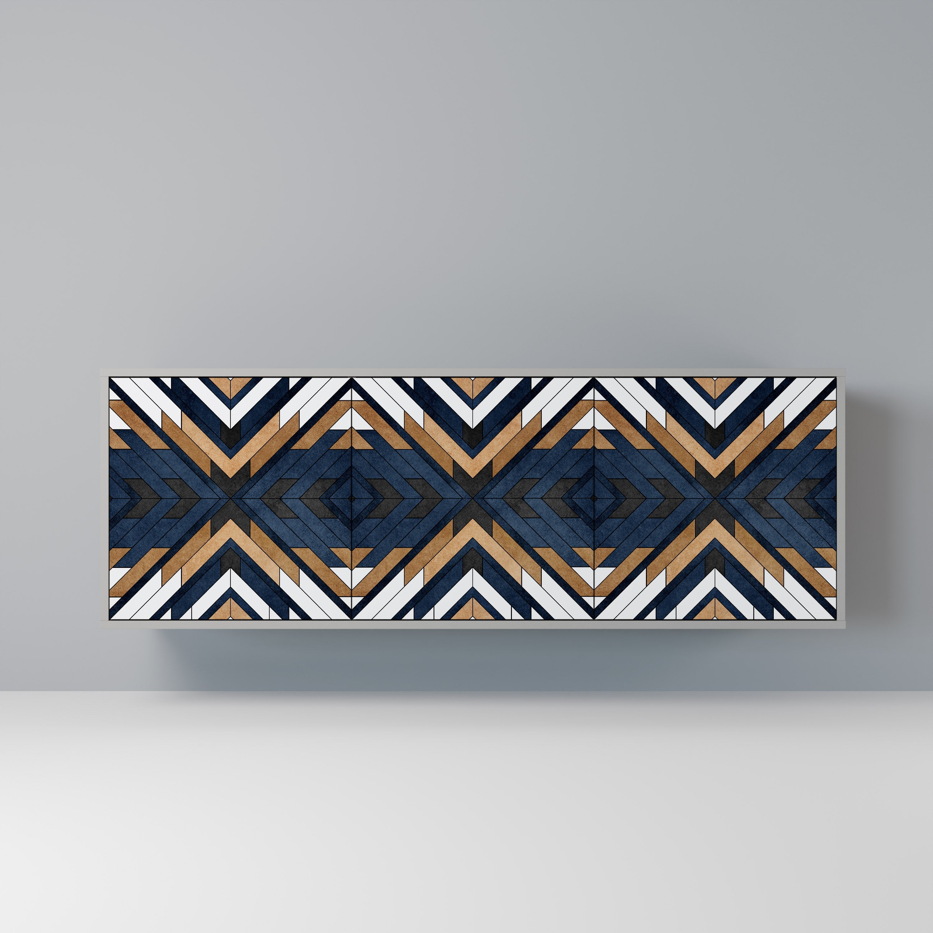 ARTFUL GEOMETRY 3-Door Sideboard in Grey Finish