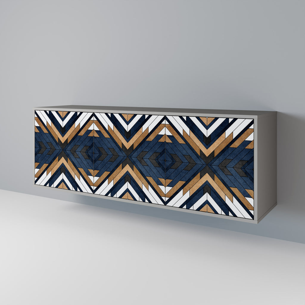 ARTFUL GEOMETRY 3-Door Sideboard in Grey Finish