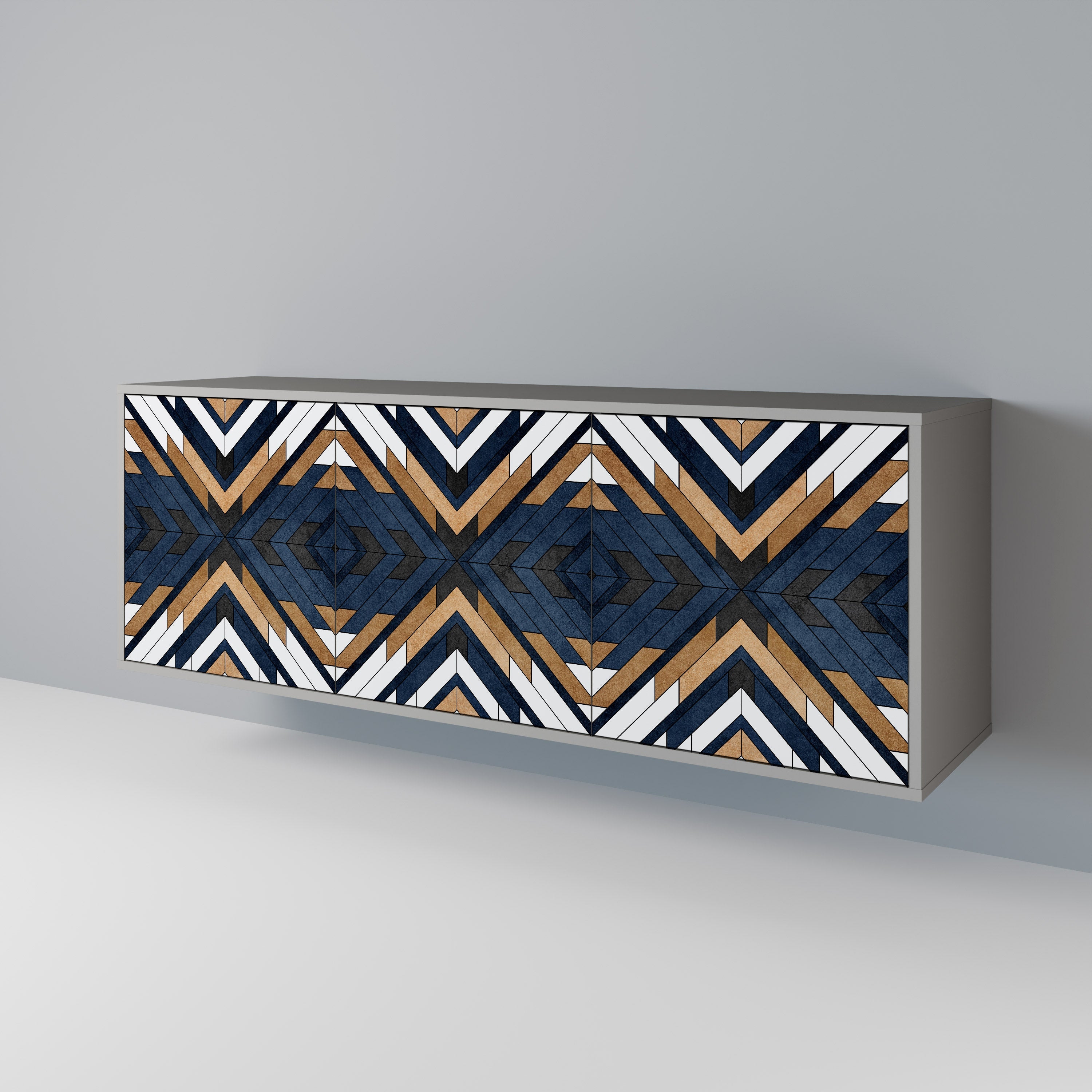 ARTFUL GEOMETRY 3-Door Sideboard in Grey Finish