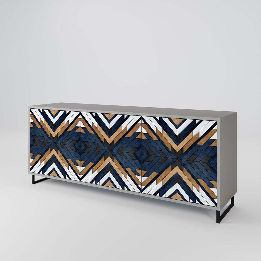 ARTFUL GEOMETRY 3-Door Sideboard in Grey Finish